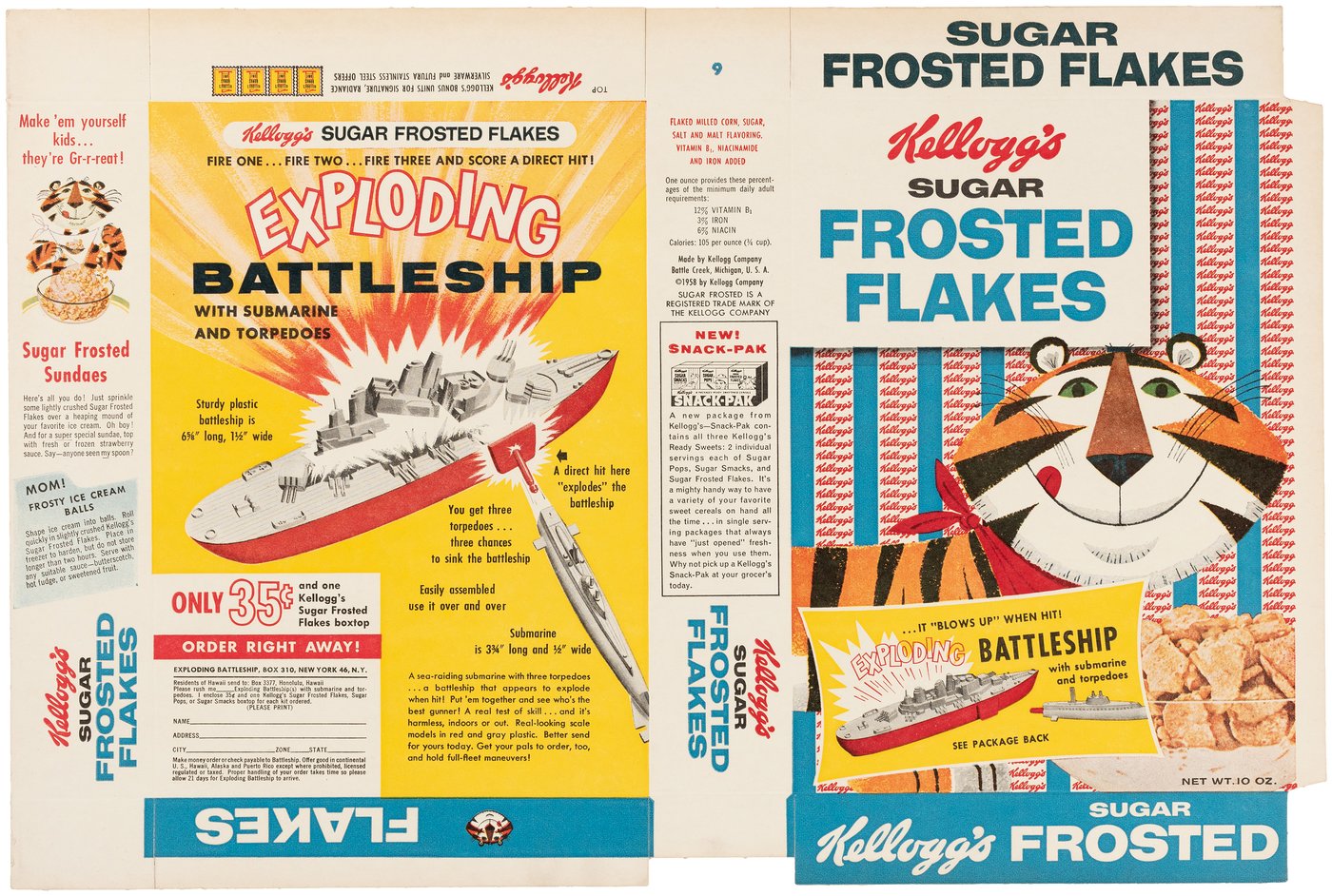 Hake's - KELLOGG'S FROSTED FLAKES FILE COPY CEREAL BOX FLAT WITH