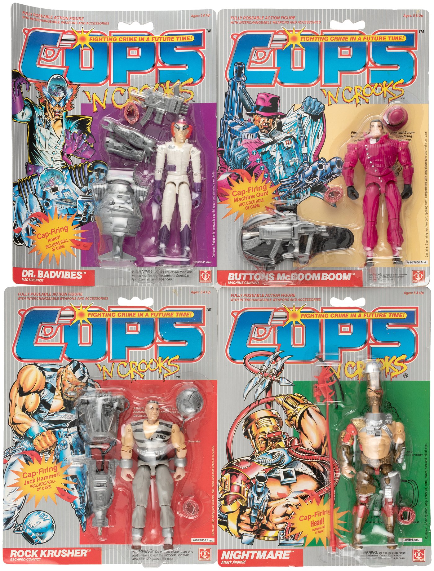 Hake's - C.O.P.S. 'N CROOKS LOT OF EIGHT CARDED ACTION FIGURES AND