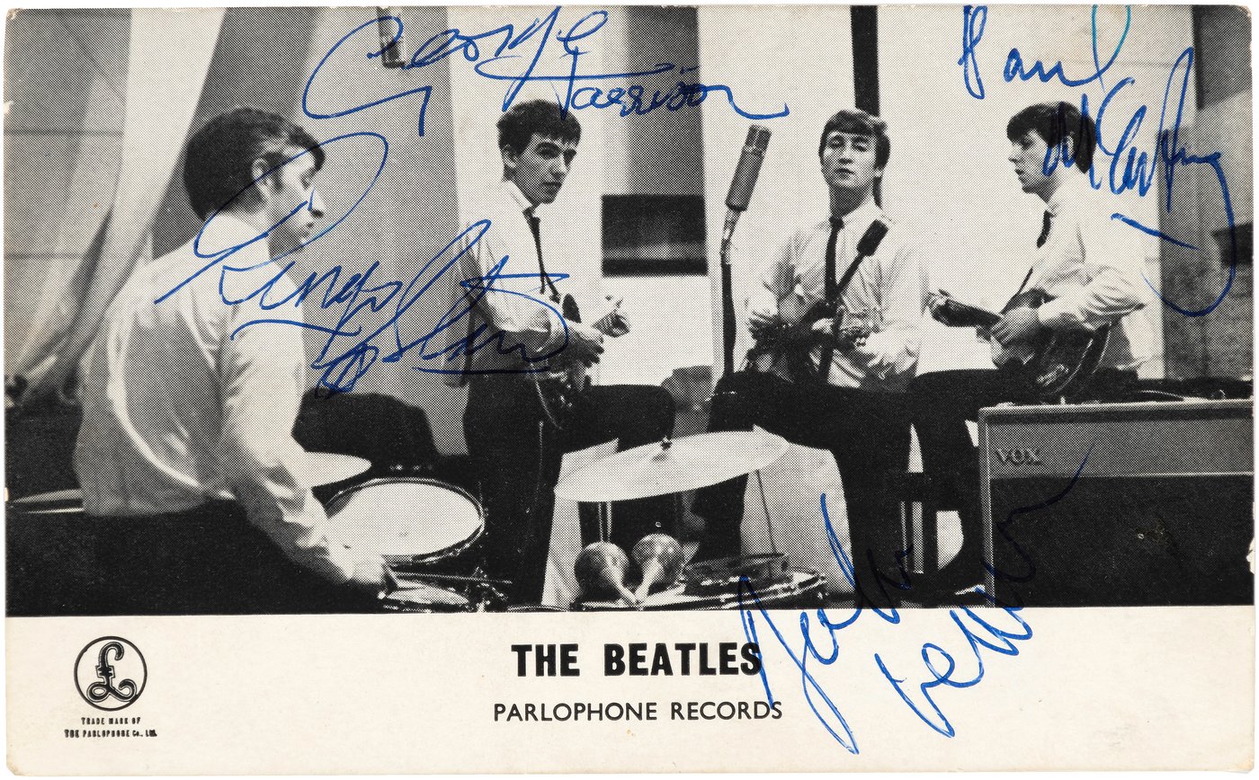 Hakes The Beatles Full Band Signed 1962 Parlophone Photocard