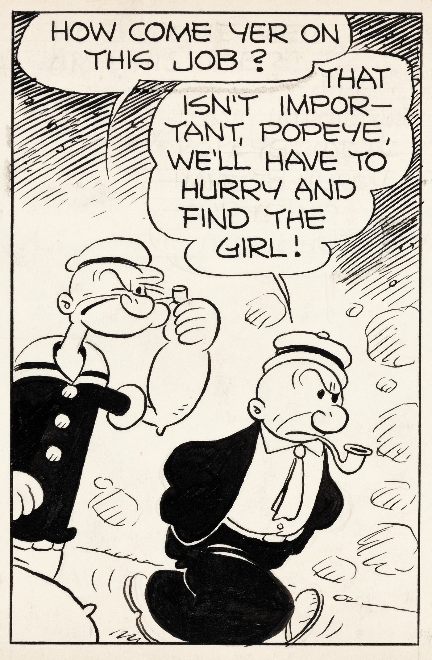 Hake's - "POPEYE IN THIMBLE THEATRE" 1940 DAILY STRIP ORIGINAL ART BY ...