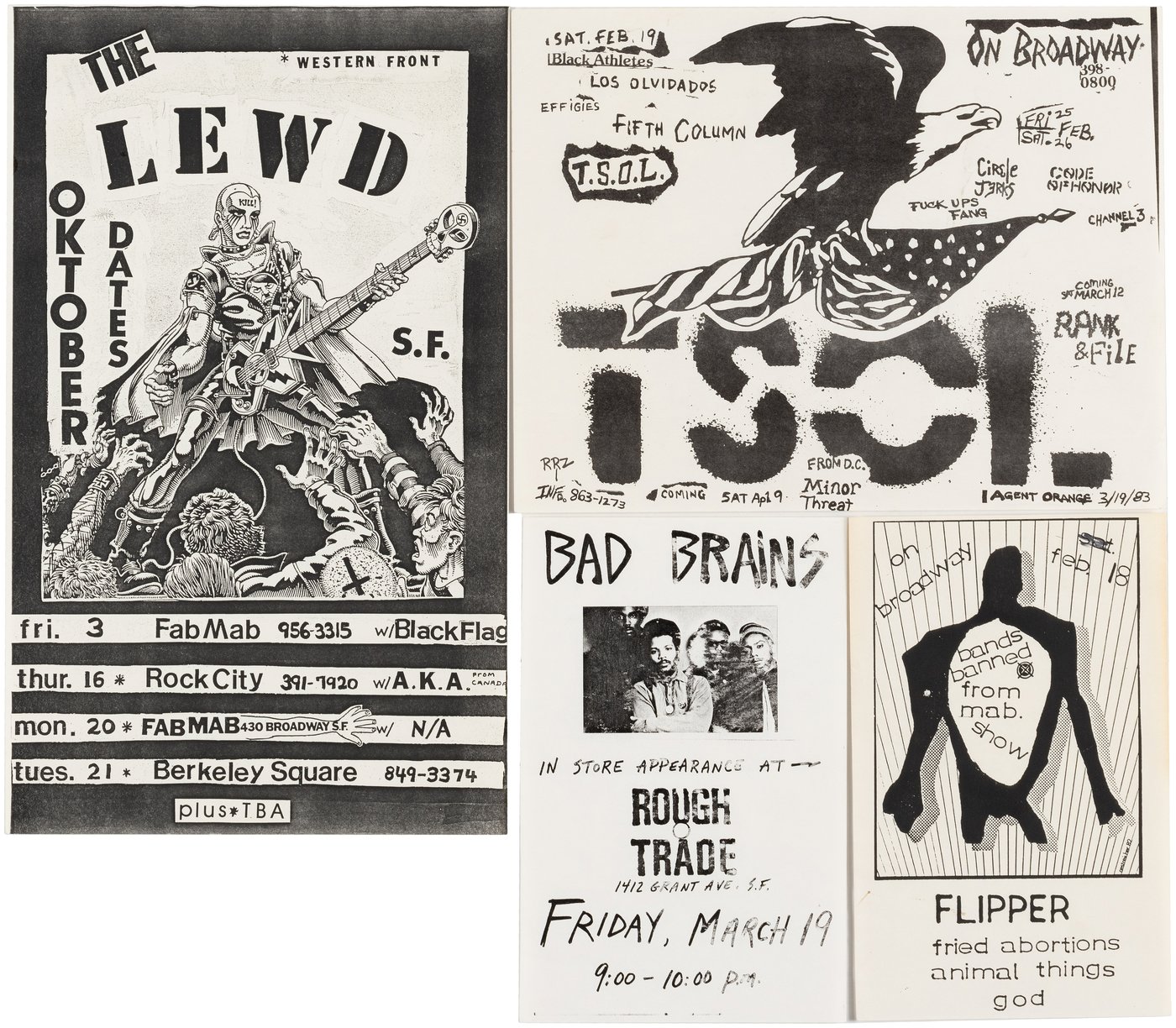 Hake's - BAD BRAINS, FLIPPER, MINOR THREAT, THE LEWD SAN FRANCISCO