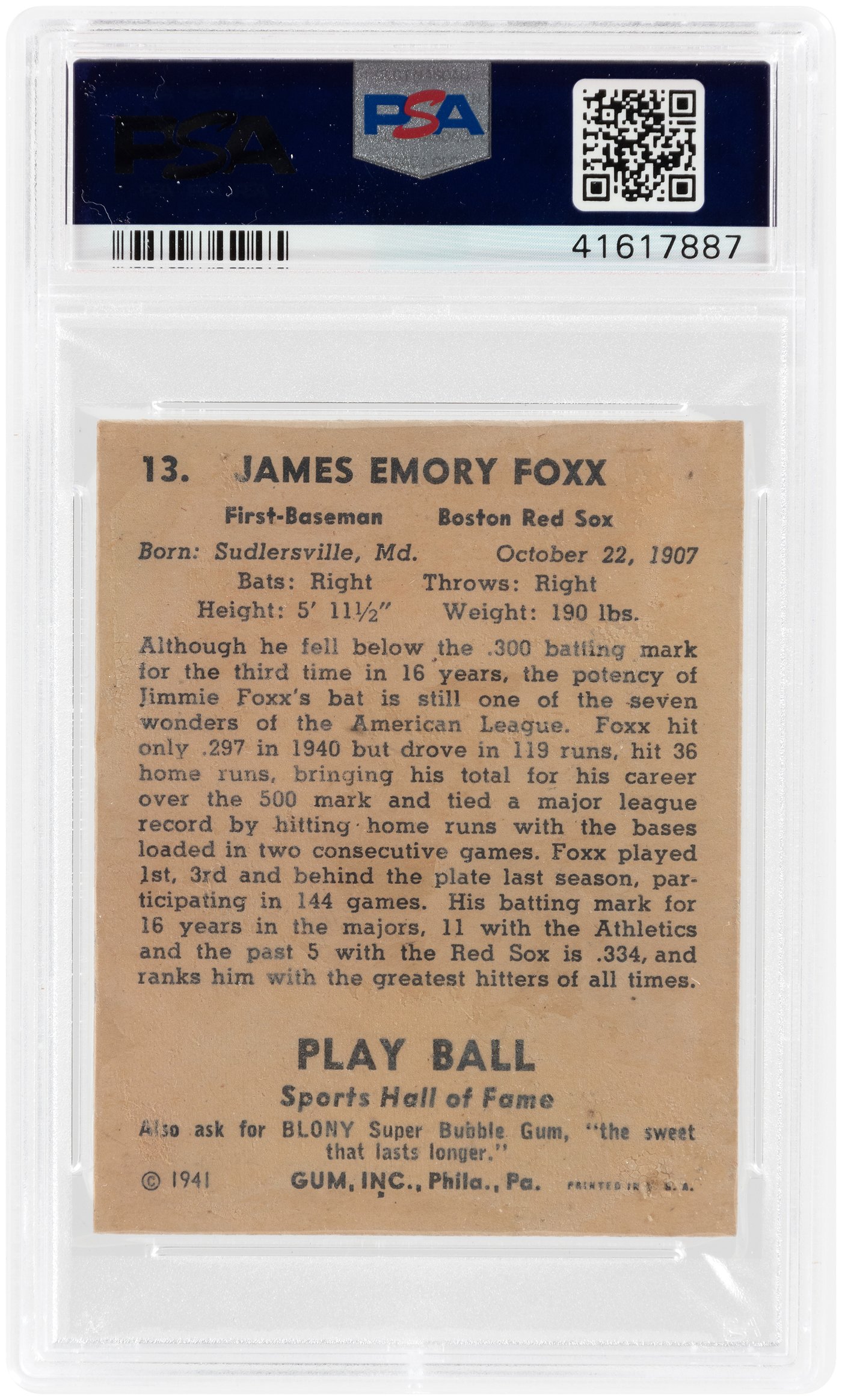 1941 Play Ball Jimmie Foxx