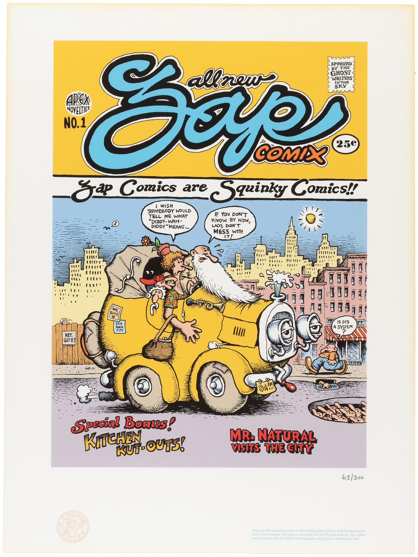 Hake's - R. CRUMB ALL NEW ZAP COMIX #1 LIMITED EDITION GICLEE PRINT.