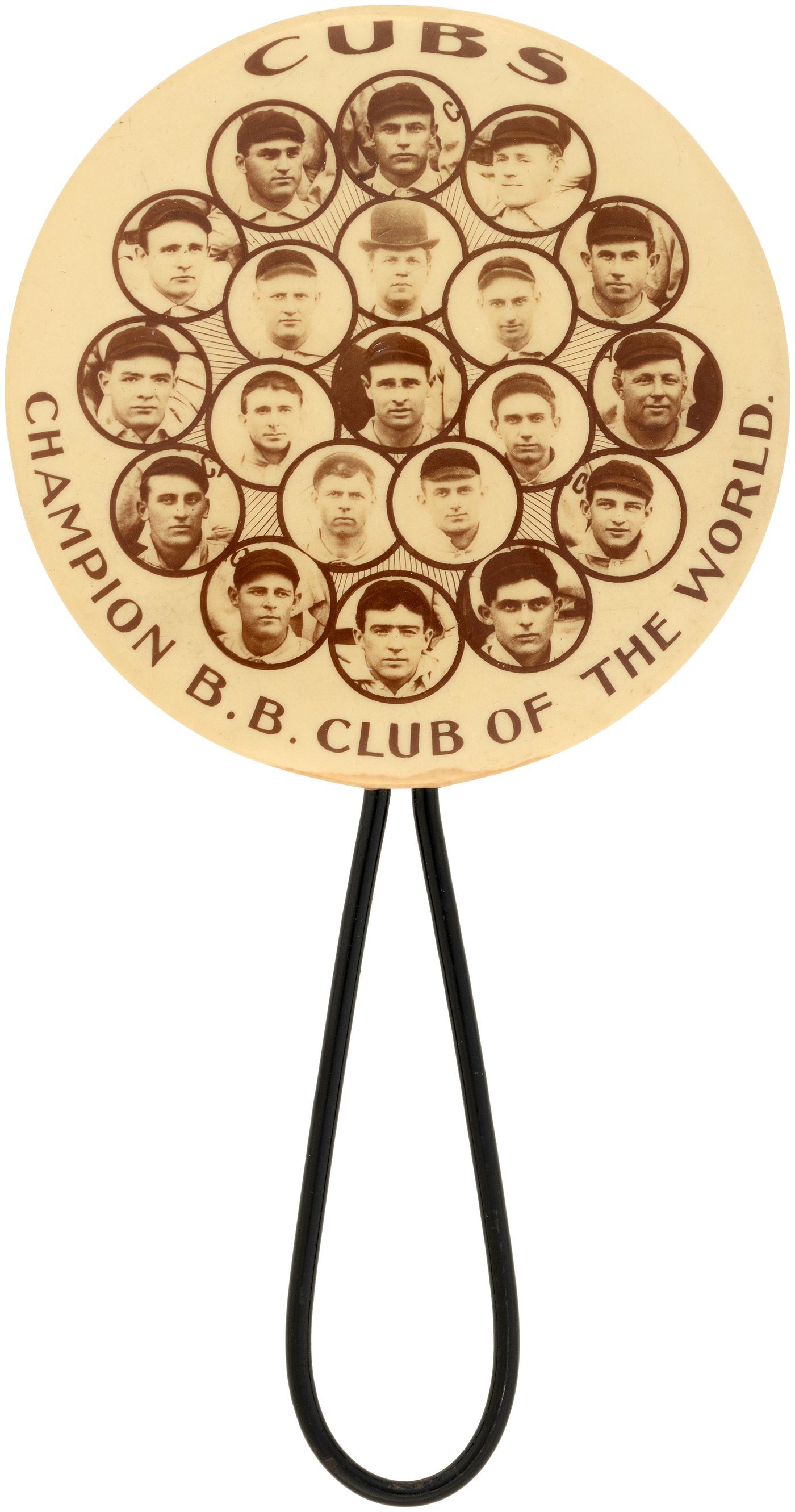 Hake's - 1906 CHICAGO CUBS CHAMPION B.B. CLUB OF THE WORLD HANDLED MIRROR  W/FOUR HALL OF FAMERS.