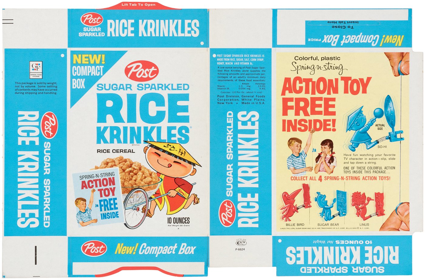 Hake's - POST SUGAR SPARKLED RICE KRINKLES FILE COPY CEREAL BOX FLAT ...