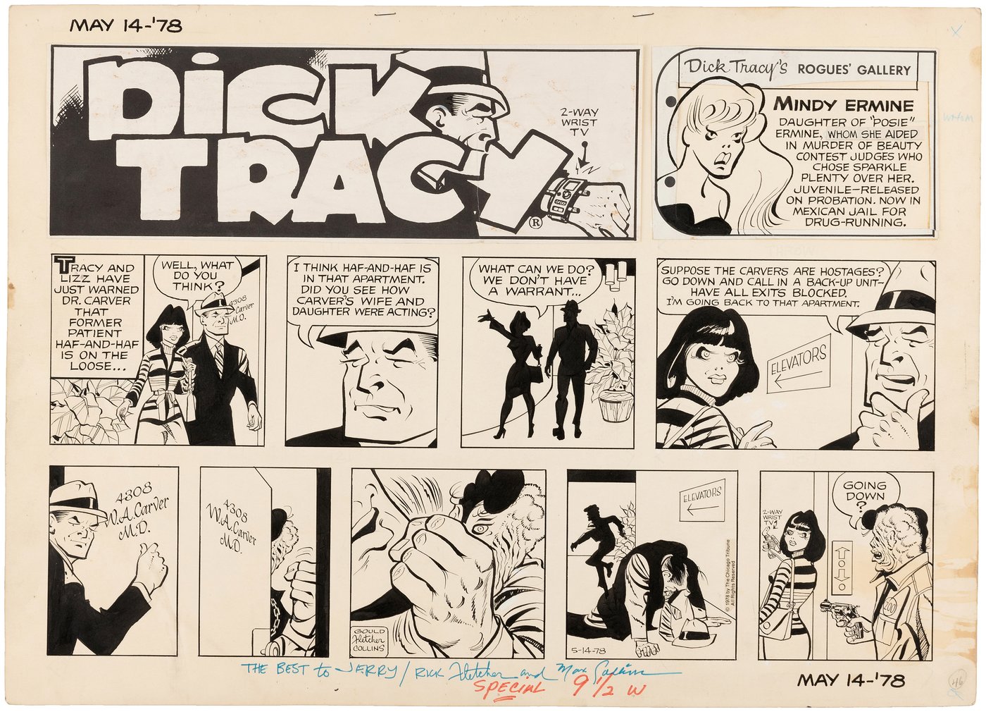 Hakes Dick Tracy 1978 Sunday Page Original Art By Rick Fletcher 