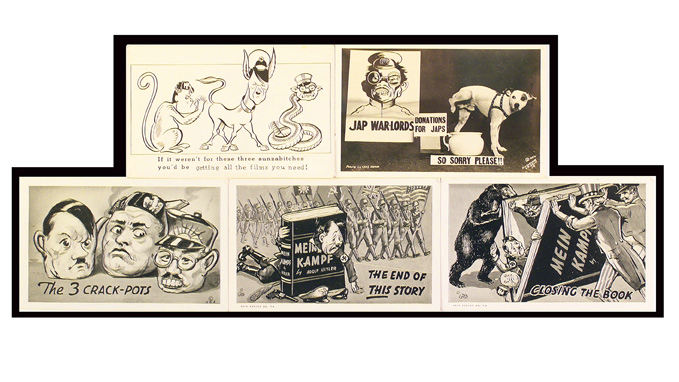 Hake's - GLOSSY ANTI-HITLER/AXIS CARTOON POSTCARDS.