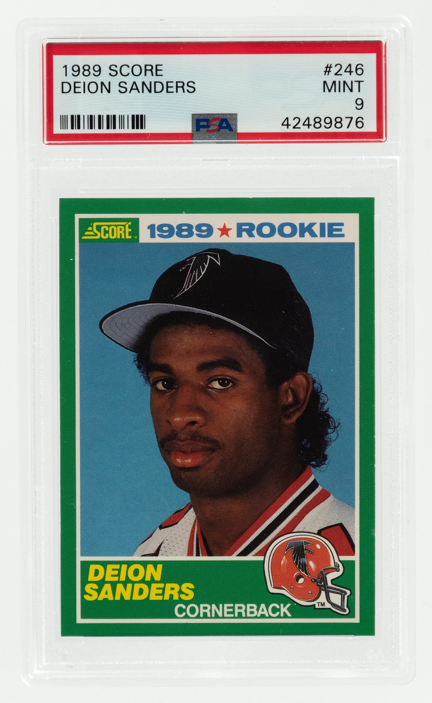 Hake's - 1989 SCORE #246 DEION SANDERS (HOF) ROOKIE CARD PSA 9 MINT.