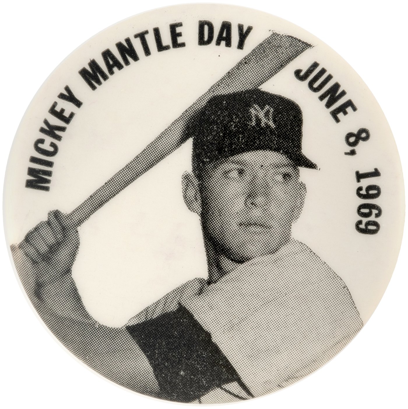 Hake's - 1969 MICKEY MANTLE (HOF) DAY RARE BUTTON FROM THIS EVENT.