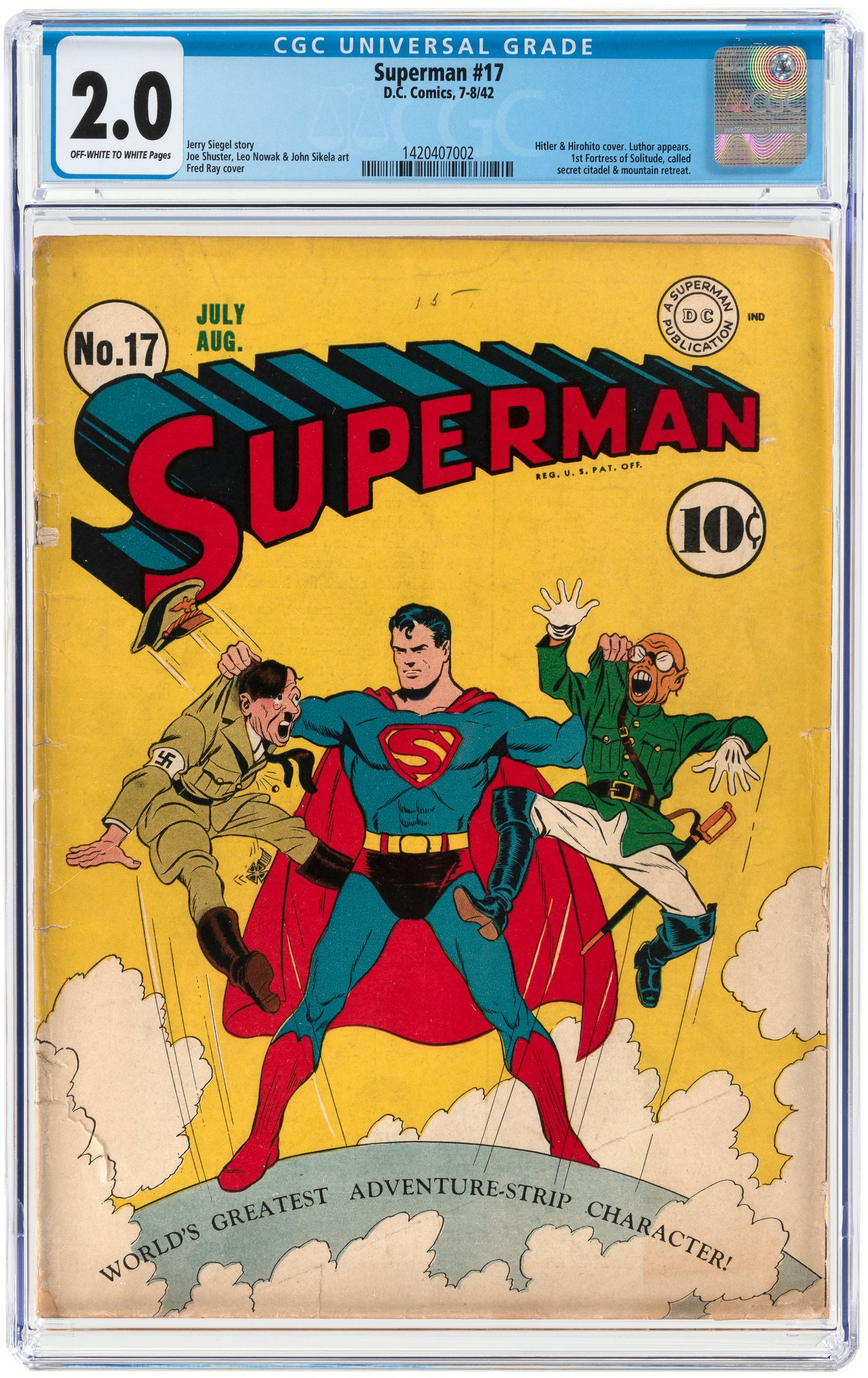 Hake's - SUPERMAN #17 JULY-AUGUST 1942 CGC 2.0 GOOD (FIRST FORTRESS OF ...