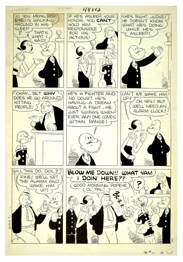 Hake's - POPEYE COMIC BOOK PAGE ORIGINAL ART.