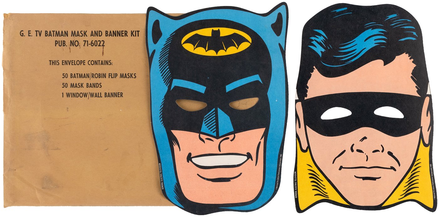 Hake's - GENERAL ELECTRIC TELEVISION BATMAN /ROBIN MASK AND BANNER