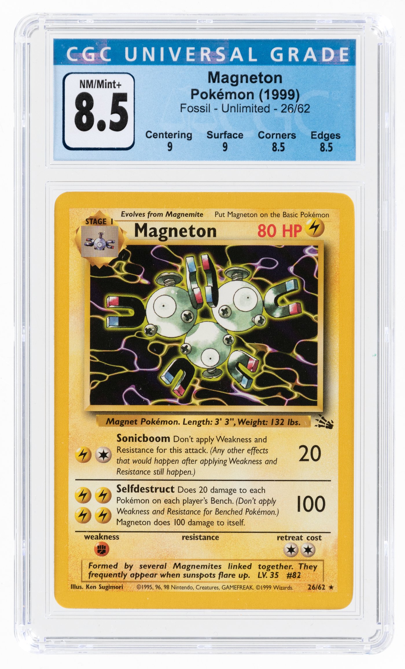 Hake S Pok Mon Fossil Set Magneton Non Holo Unlimited Cgc Nm Mint