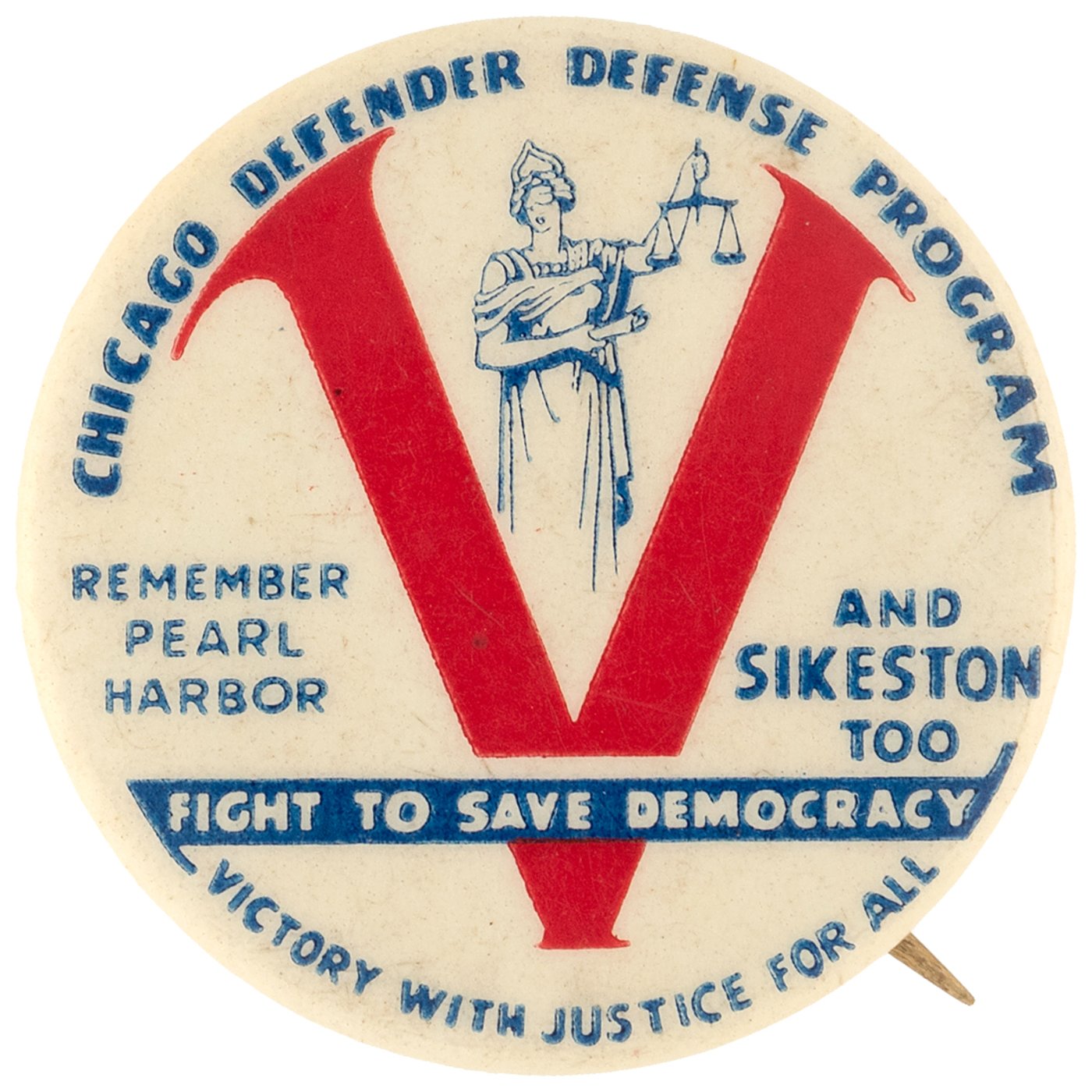 Hake's - RARE LYNCHING, CIVIL RIGHTS AND "REMEMBER PEARL HARBOR" BUTTON.