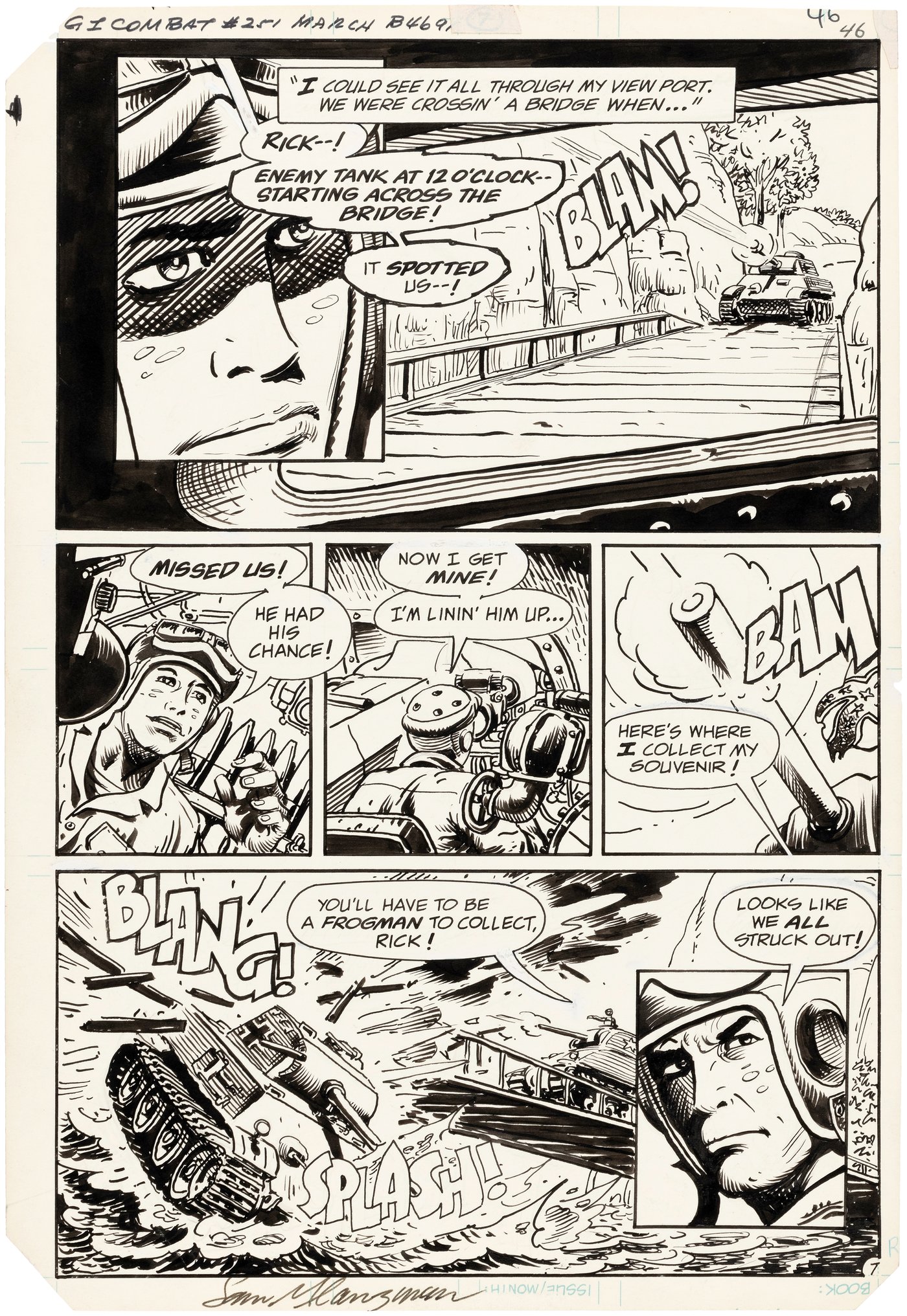 Hake's - G.I. COMBAT #251 COMIC BOOK PAGE ORIGINAL ART BY SAM GLANZMAN ...