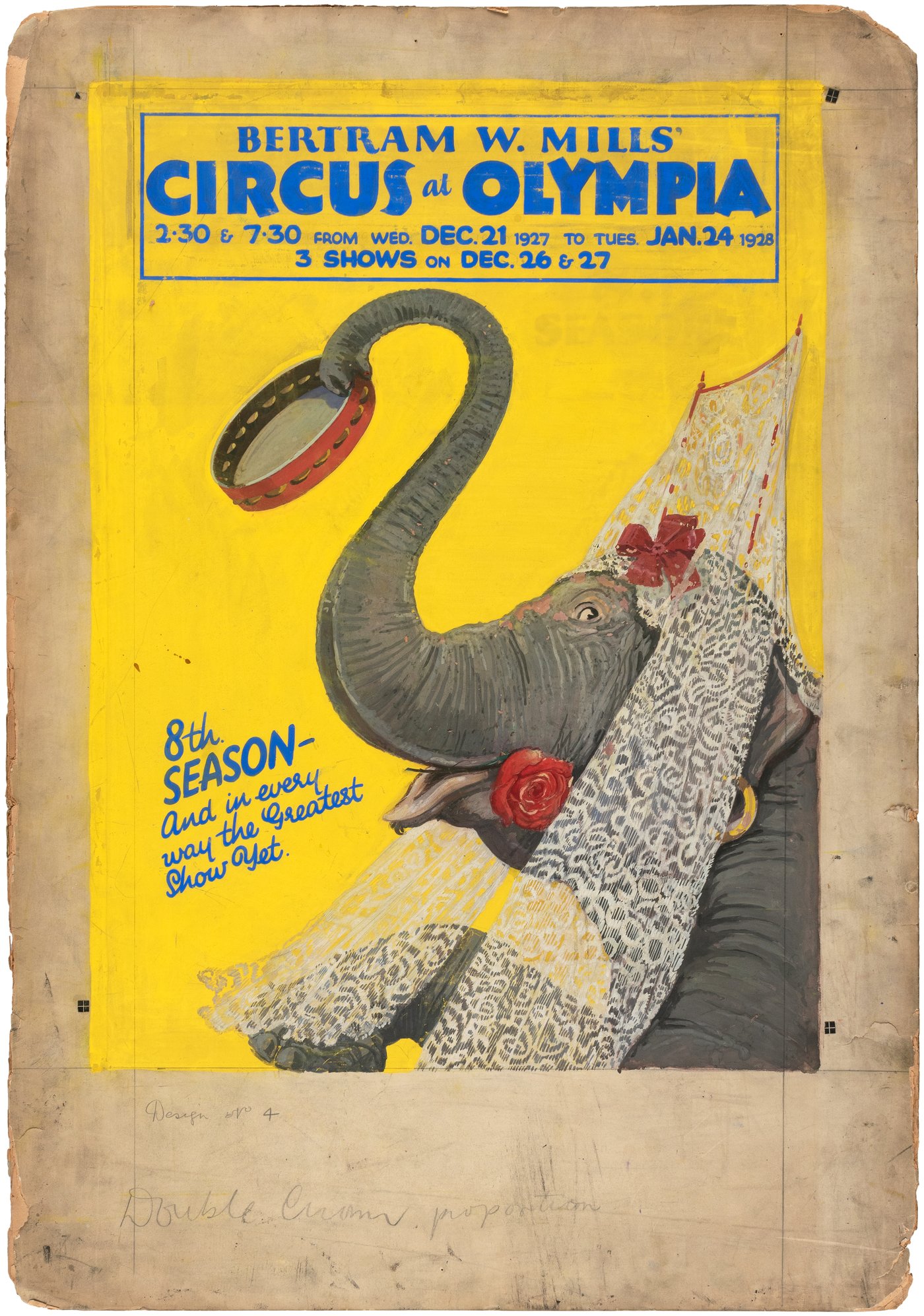 Hake's - BERTRAM MILLS' CIRCUS AT OLYMPIA CIRCUS POSTER ORIGINAL ART ...