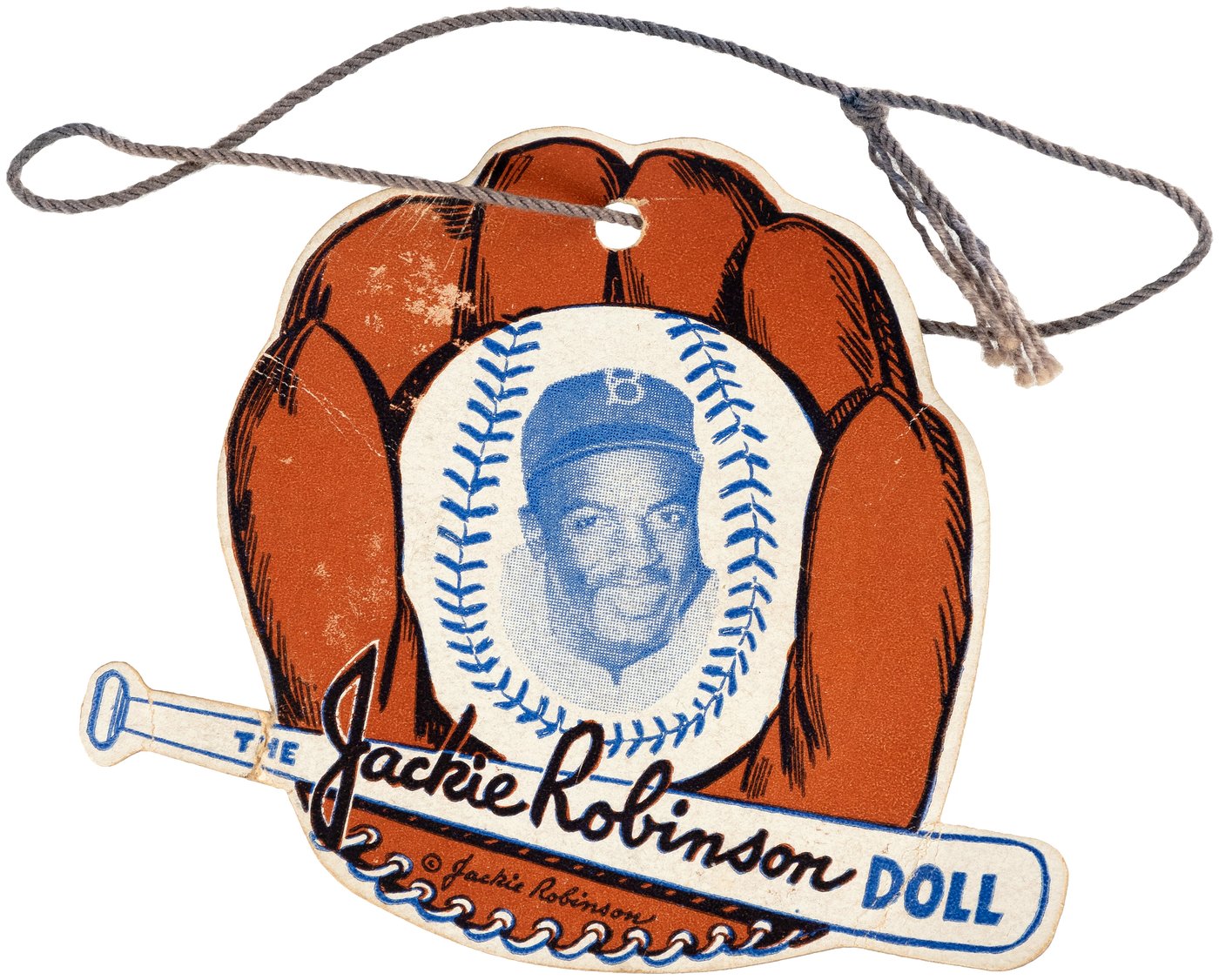 Hake's - JACKIE ROBINSON DODGERS COMPOSITION DOLL WITH ORIGINAL TAG.