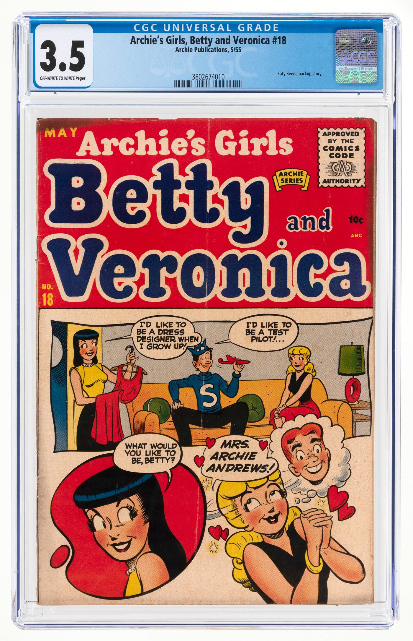 Hakes Archies Girls Betty And Veronica 18 May 1955 Cgc 35 Vg 9238