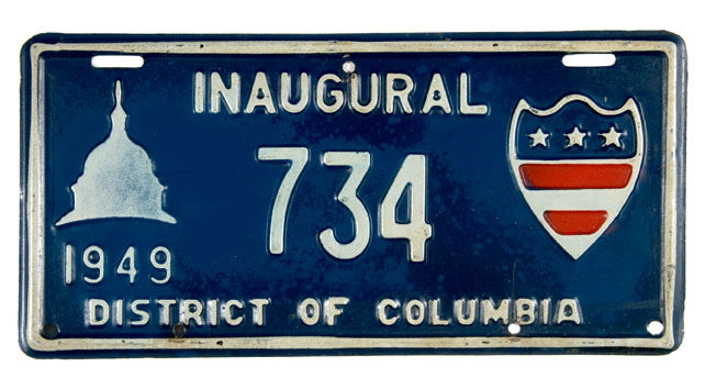 Hake's - TRUMAN 1949 INAUGURAL RARE LICENSE PLATE.