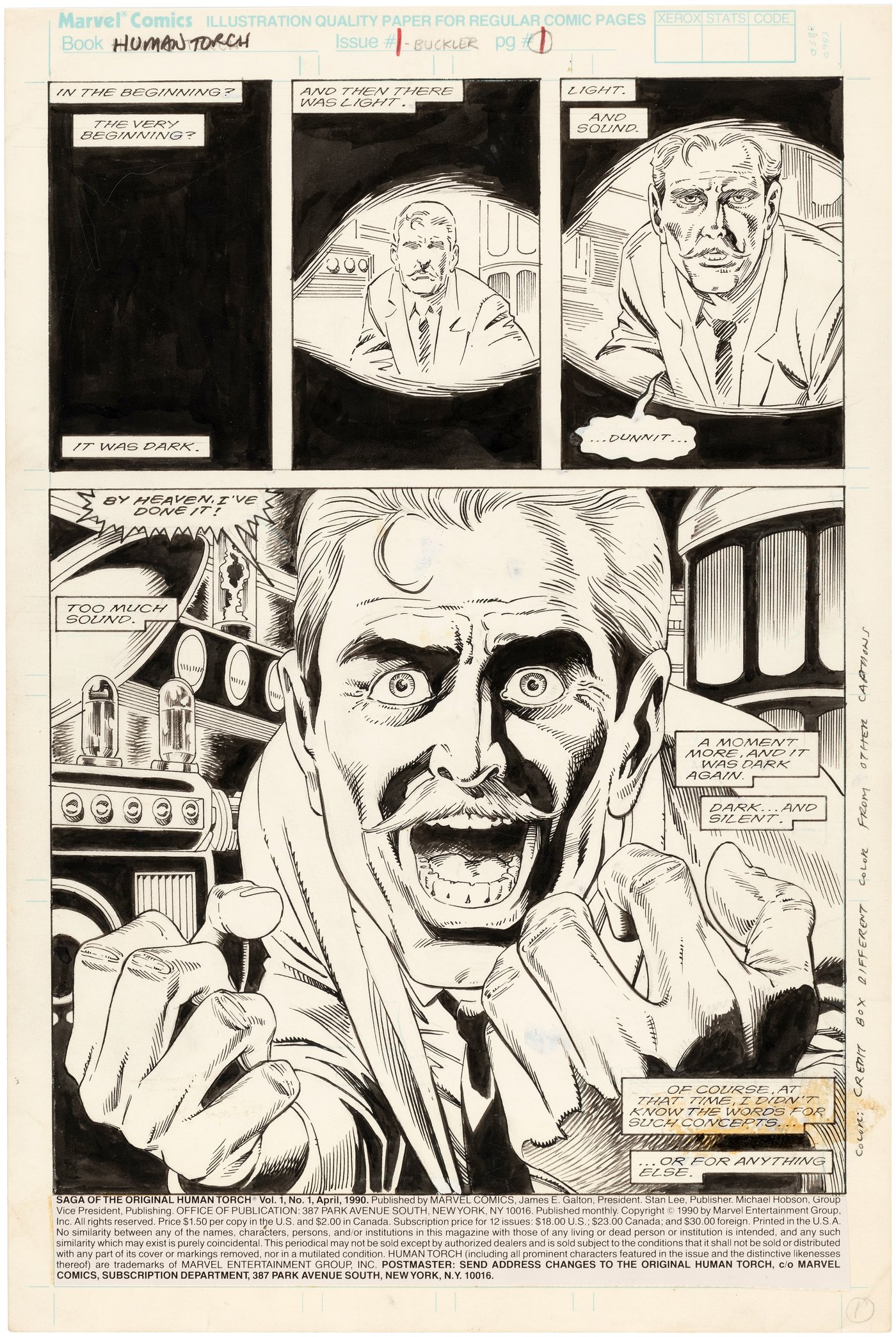 Hake's - SAGA OF THE HUMAN TORCH #1 COMIC BOOK PAGE ORIGINAL ART BY ...