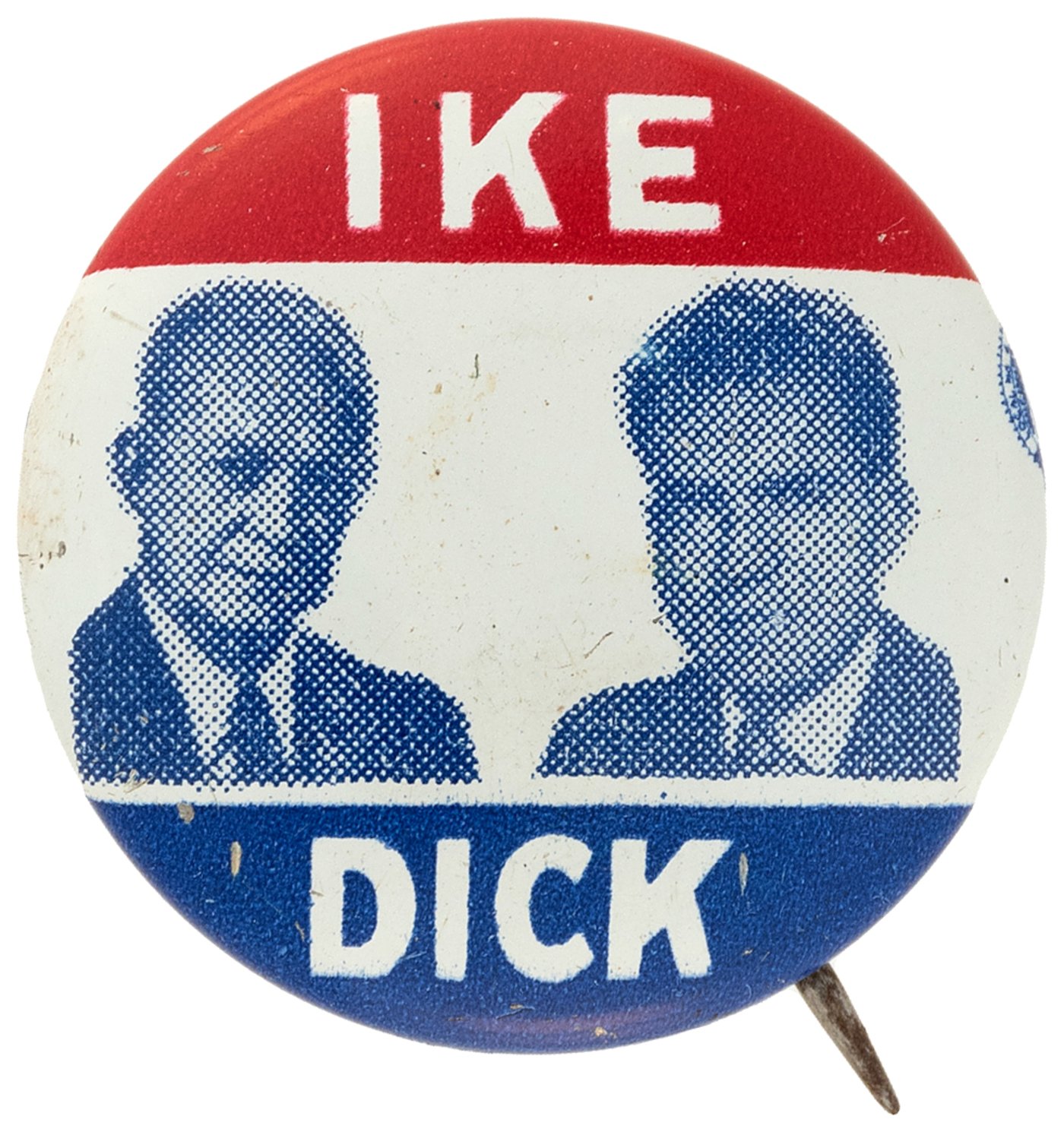 Hakes Rare Eisenhower And Nixon Sample Ike Dick Litho Jugate Button Blue Variety