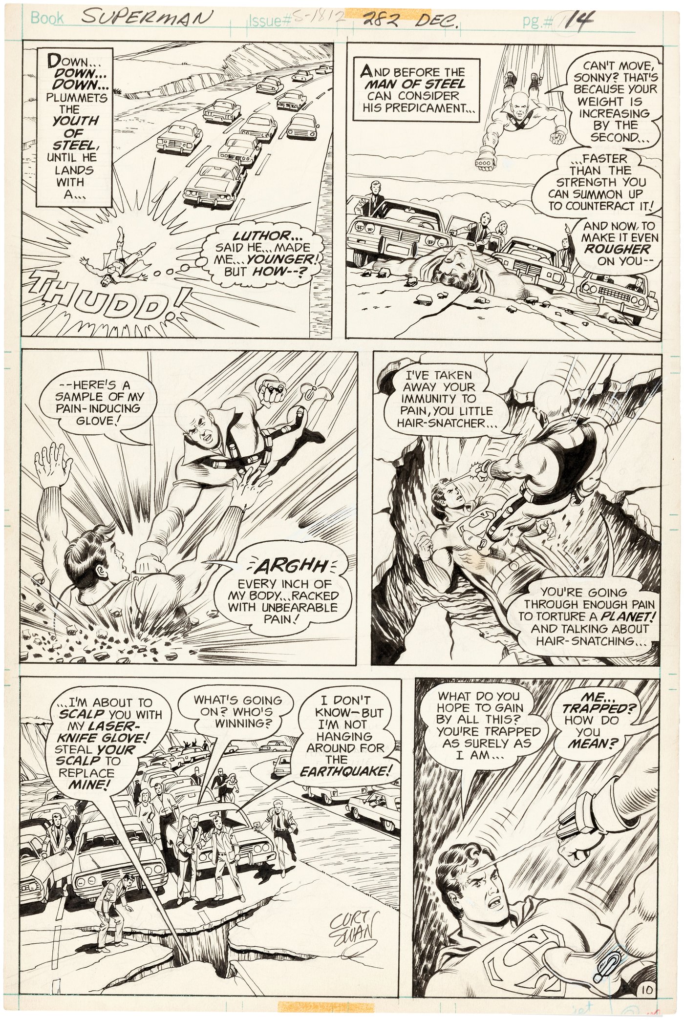 Hake's - SUPERMAN #282 COMIC BOOK PAGE ORIGINAL ART BY CURT SWAN.