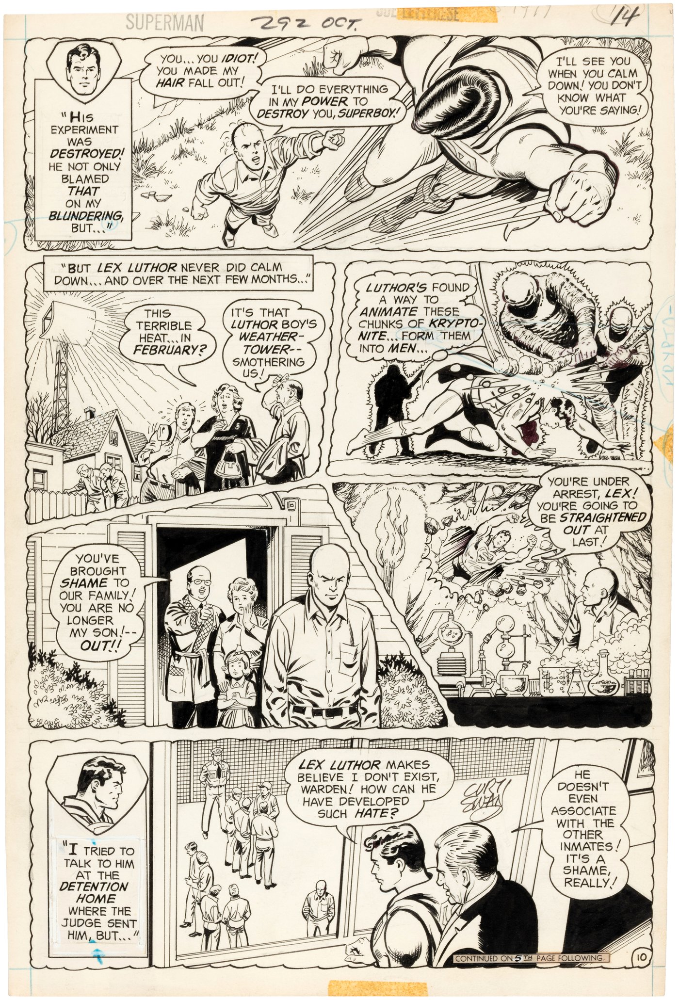 Hake's - SUPERMAN #292 COMIC BOOK PAGE ORIGINAL ART BY CURT SWAN.