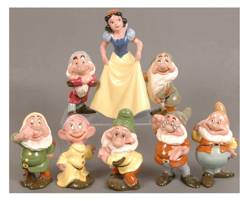 Hake's - SNOW WHITE AND THE SEVEN DWARFS FIGURINE SET BY AMERICAN POTTERY.