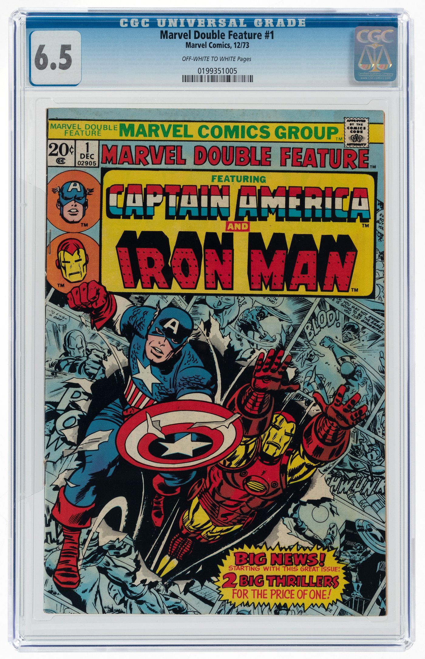 Hake's - MARVEL DOUBLE FEATURE #1 DECEMBER 1973 CGC 6.5 FINE+.