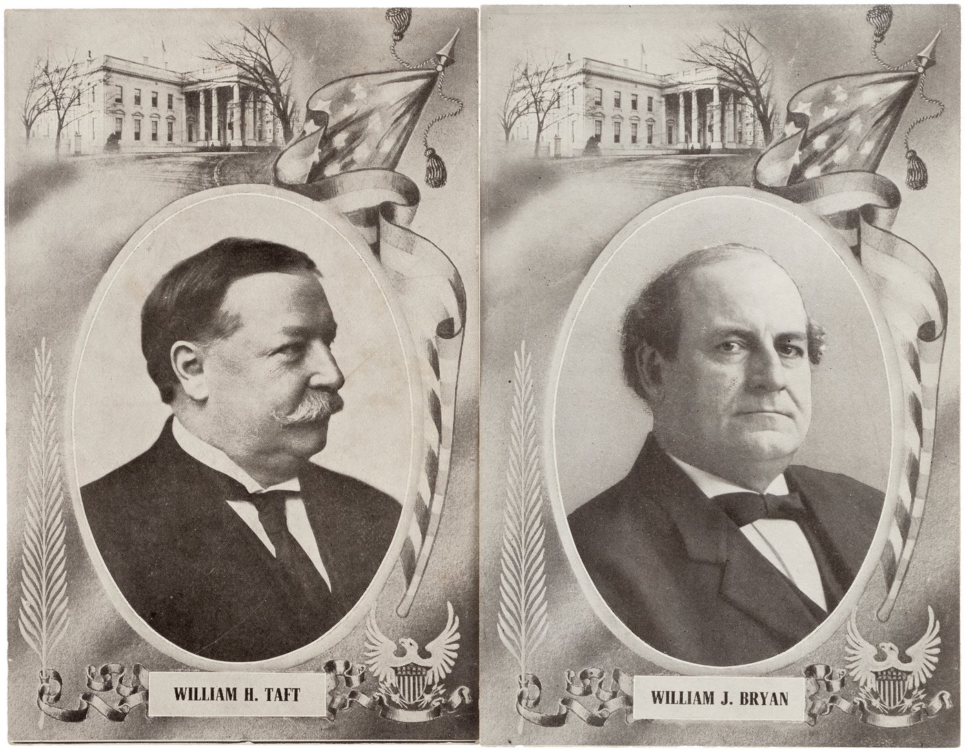 Hake's - TAFT & BRYAN PAIR OF 1908 CAMPAIGN PORTRAIT POSTCARDS.