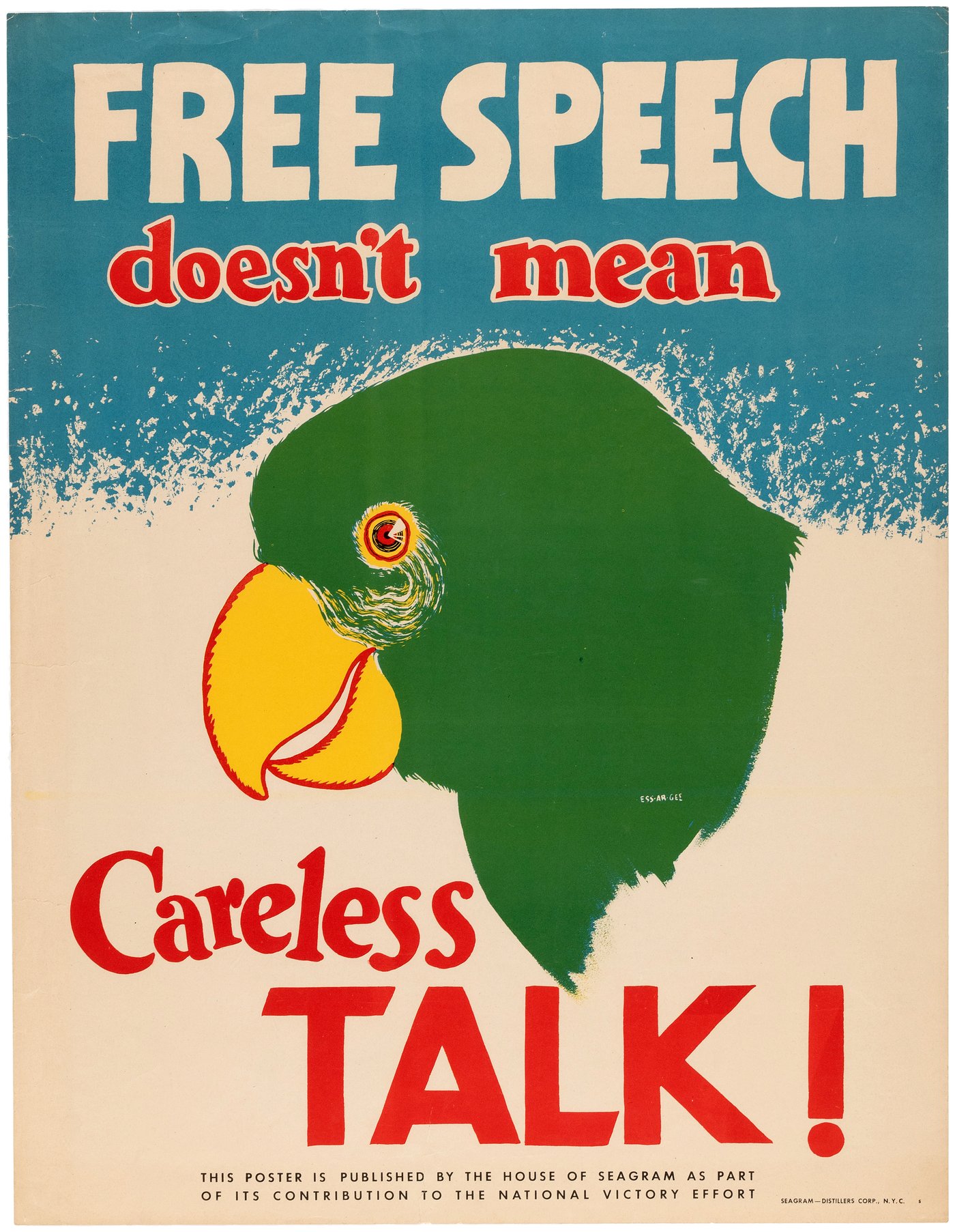 Hake s FREE SPEECH DOESN T MEAN CARELESS TALK WWII HOMEFRONT POSTER 