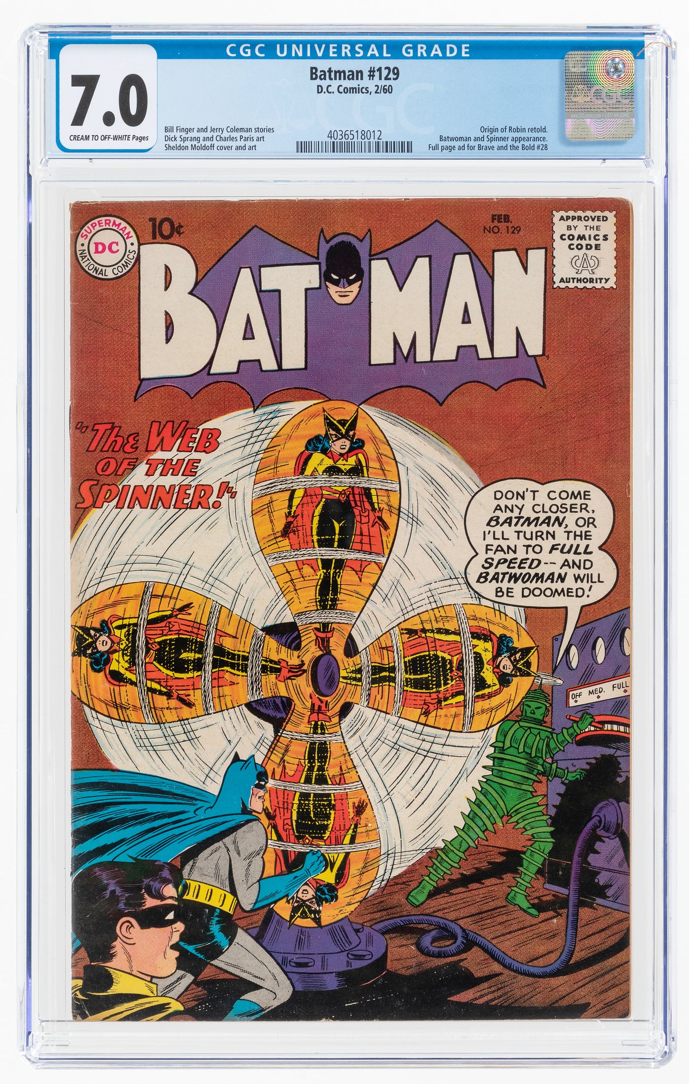 Hakes Batman 129 February 1960 Cgc 70 Finevf