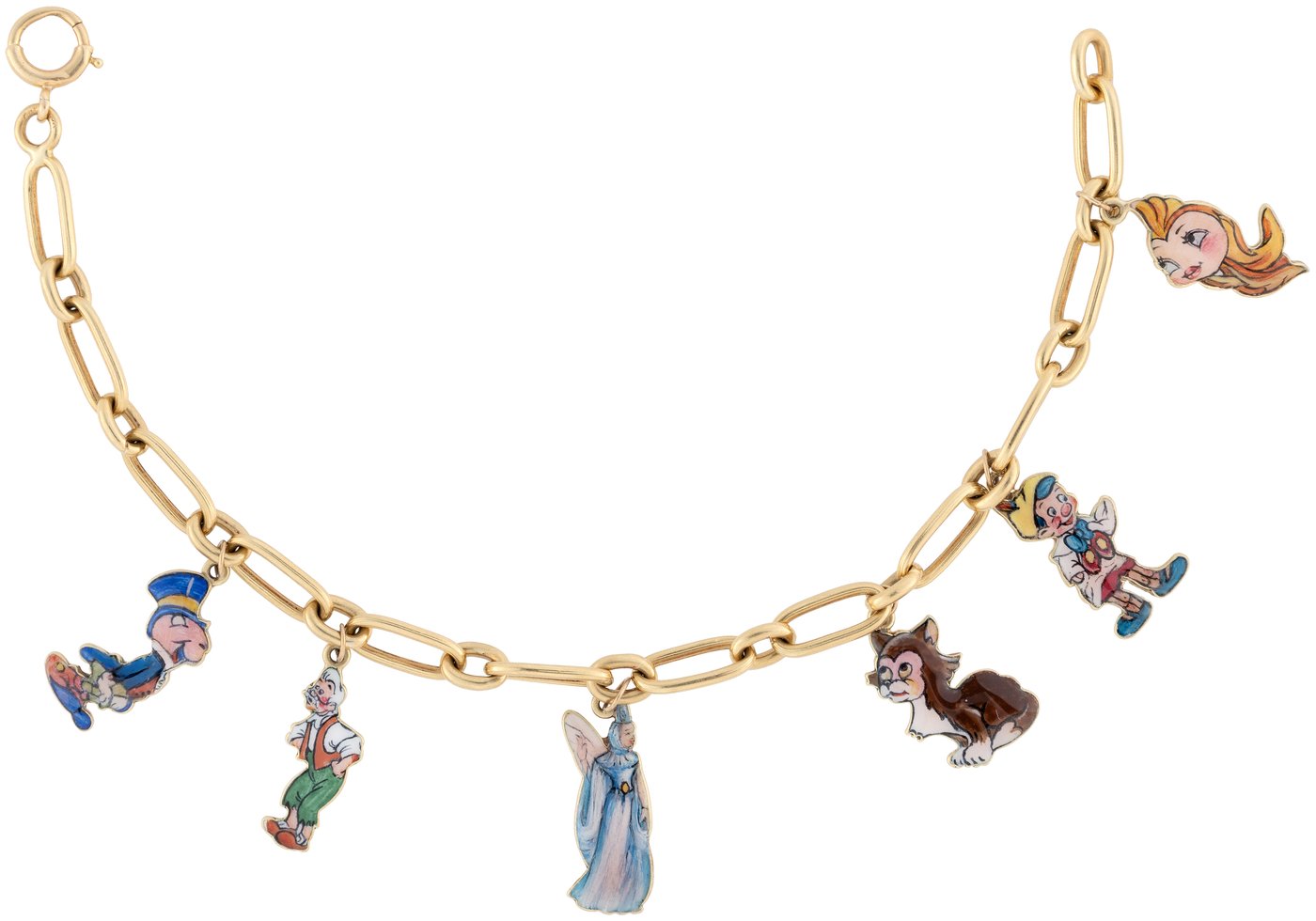 Hake s CARTIER PINOCCHIO GOLD ENAMEL CHARM BRACELET