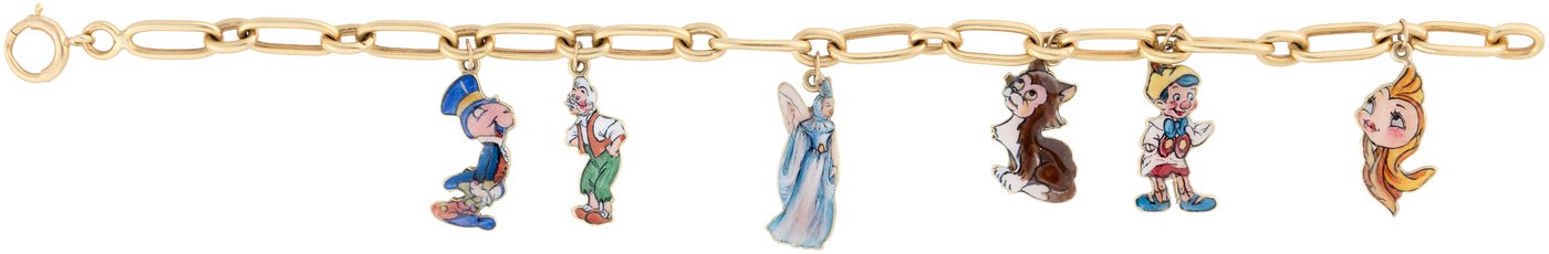 Hake s CARTIER PINOCCHIO GOLD ENAMEL CHARM BRACELET