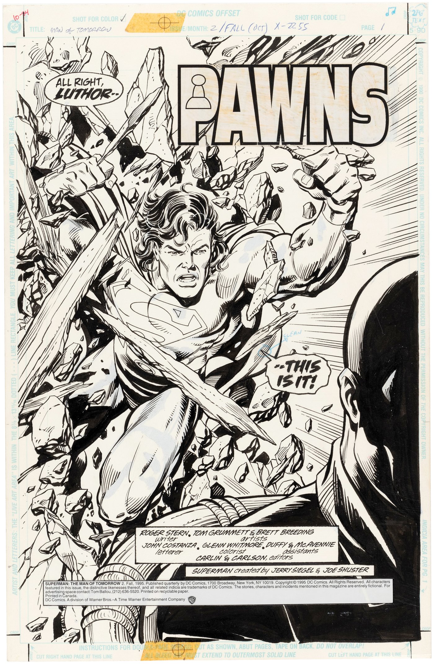 Hake's - SUPERMAN: MAN OF TOMORROW ISSUE #2 COMIC BOOK SPLASH PAGE