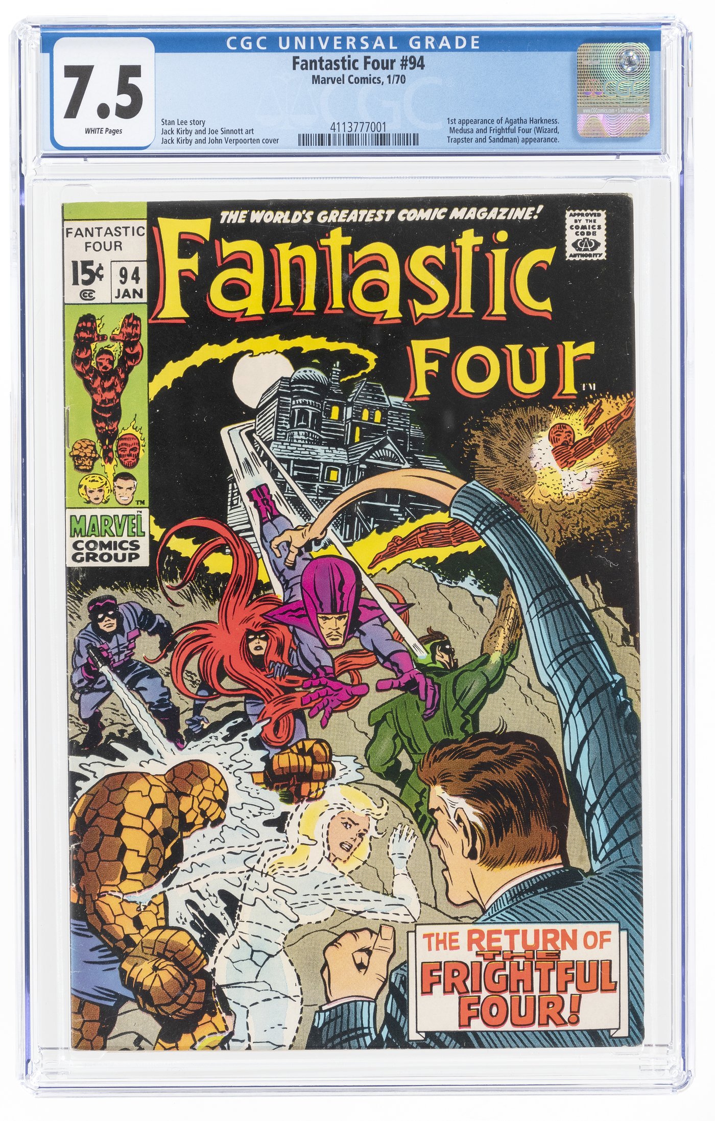 Hake's - FANTASTIC FOUR #94 JANUARY 1970 CGC 7.5 VF- (FIRST AGATHA ...