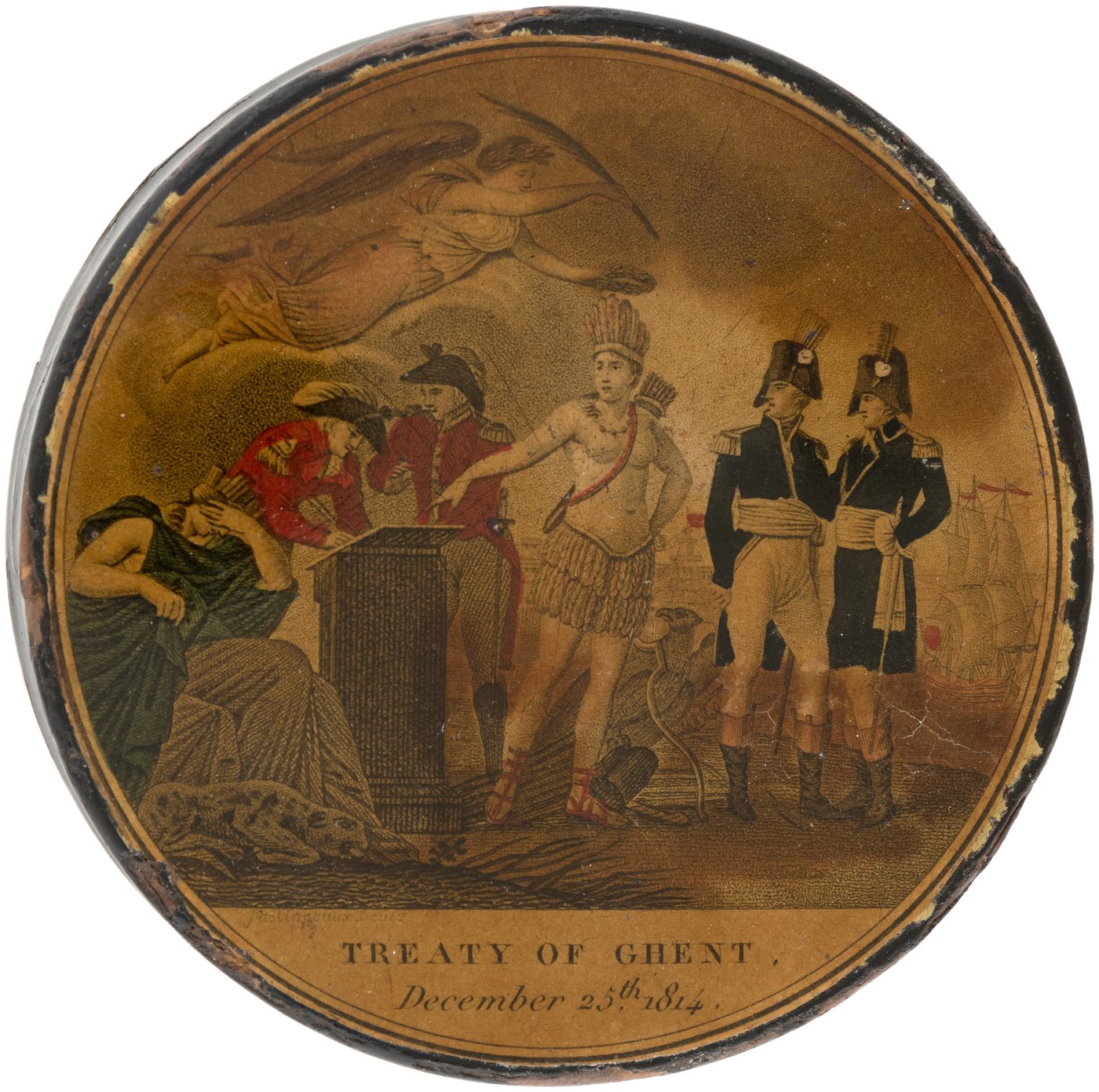 Hake S TREATY OF GHENT WAR OF 1812 SNUFF BOX   Image 