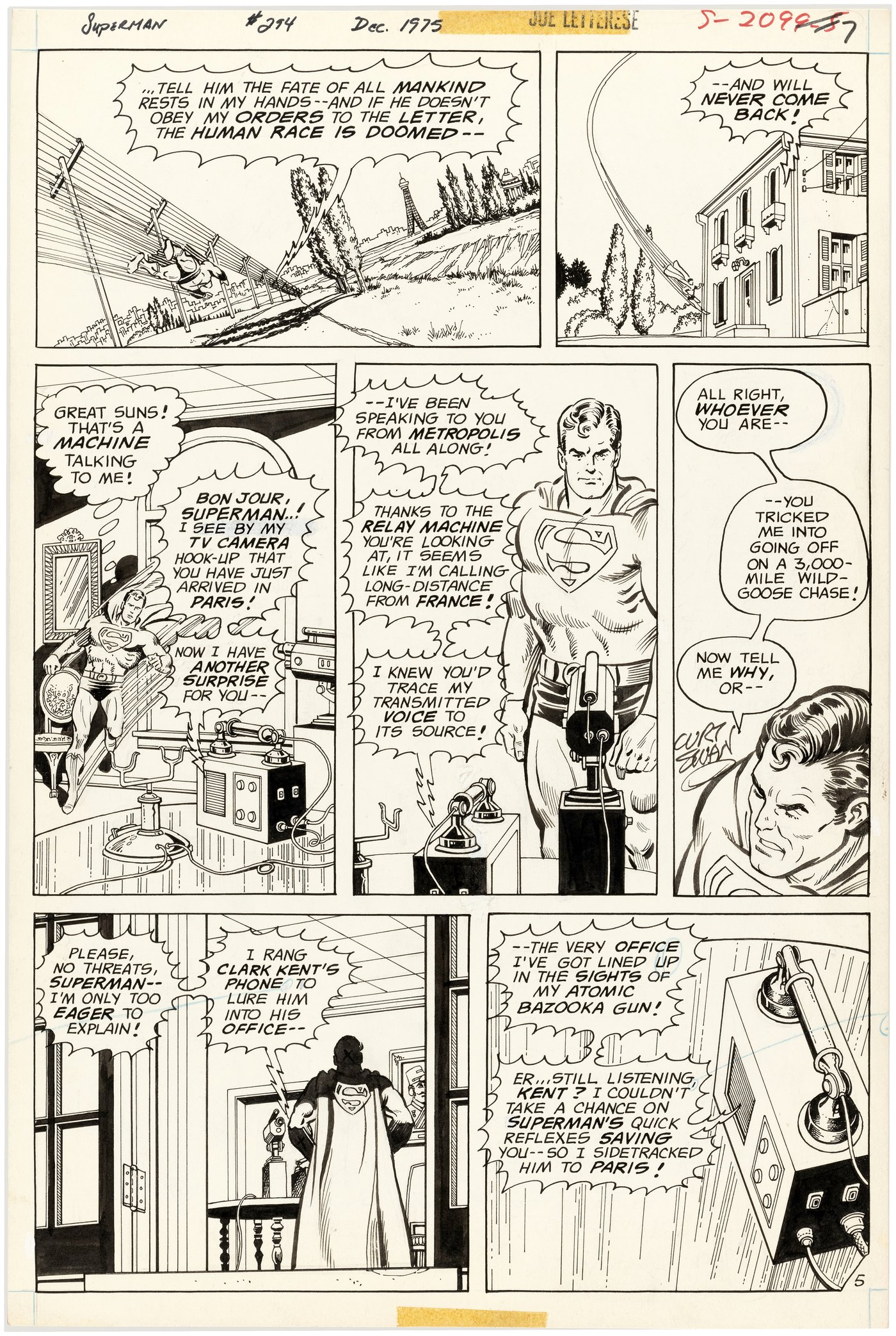 Hake's - Superman #294 Comic Book Page Original Art By Curt Swan.