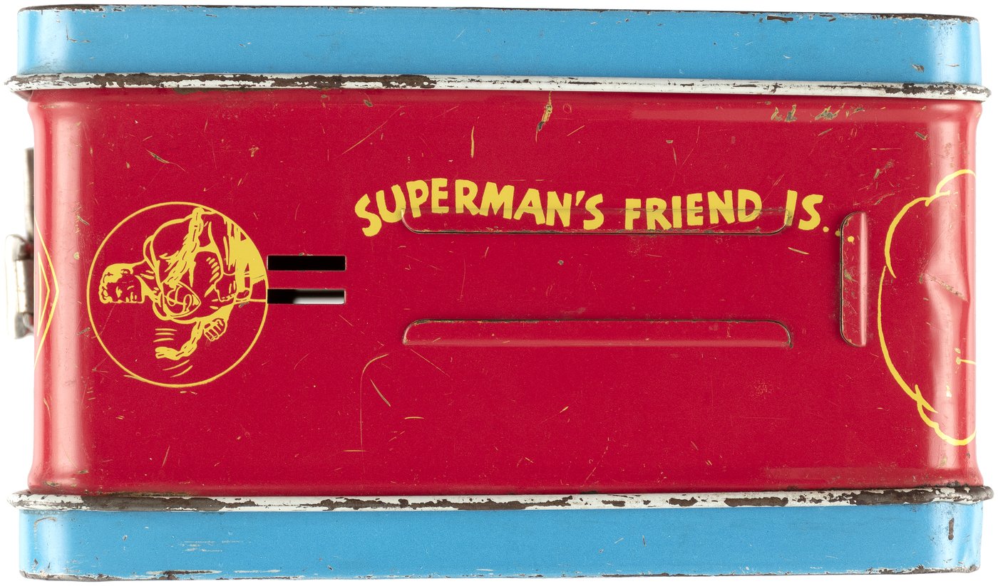 Hakes Superman Adco 1954 Classic Metal Lunchbox And Thermos