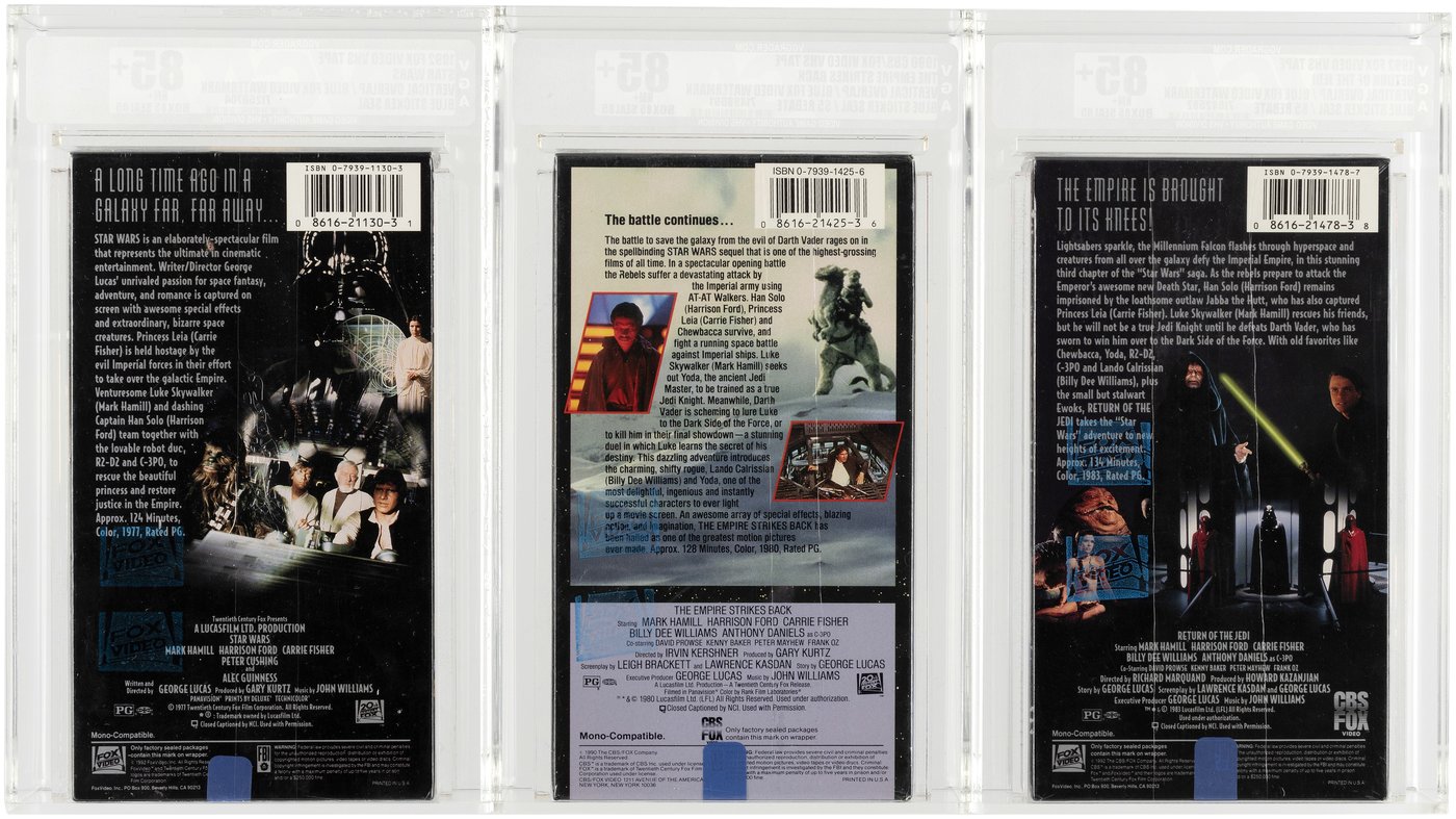 Hake's - STAR WARS ORIGINAL TRILOGY VHS (1990-1992) VGA 85+ NM+ LOT ...