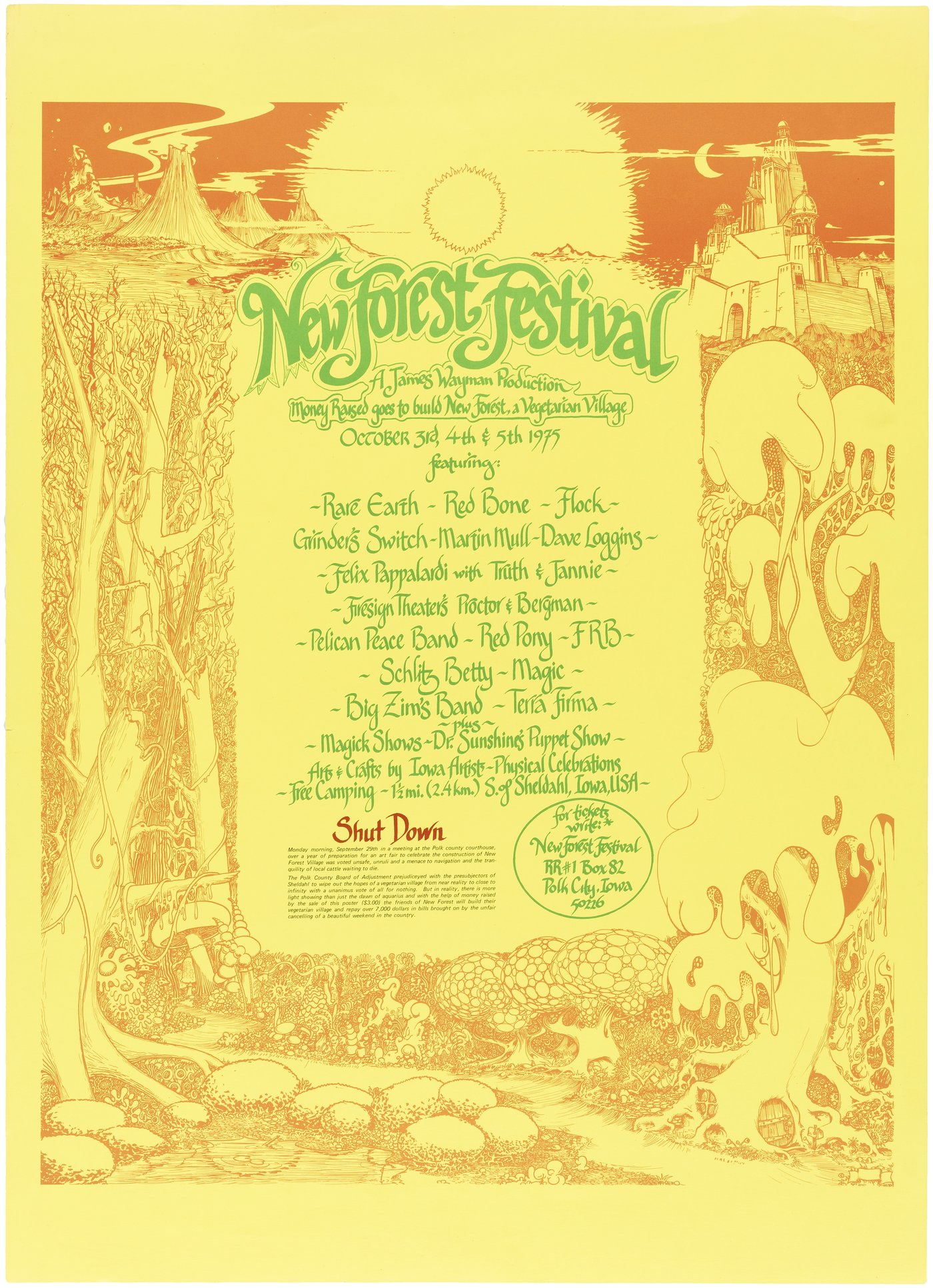 Hake's NEW FOREST FESTIVAL CONCERT POSTER FEATURING REDBONE.