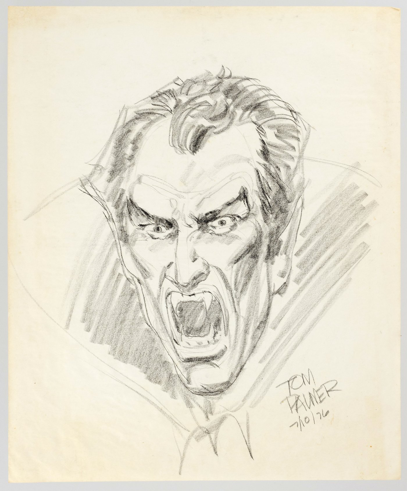 Hake's - TOM PALMER ORIGINAL ART OF DRACULA LARGE HEAD SKETCH.