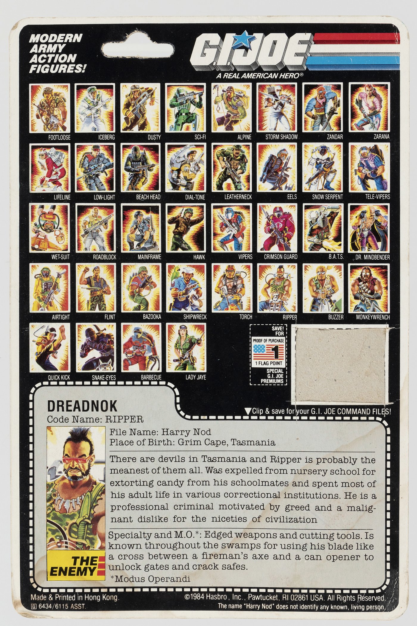 Hake's - G.I. JOE (1985) - DREADNOK RIPPER (V1) SERIES 4/36 BACK CARDED ...