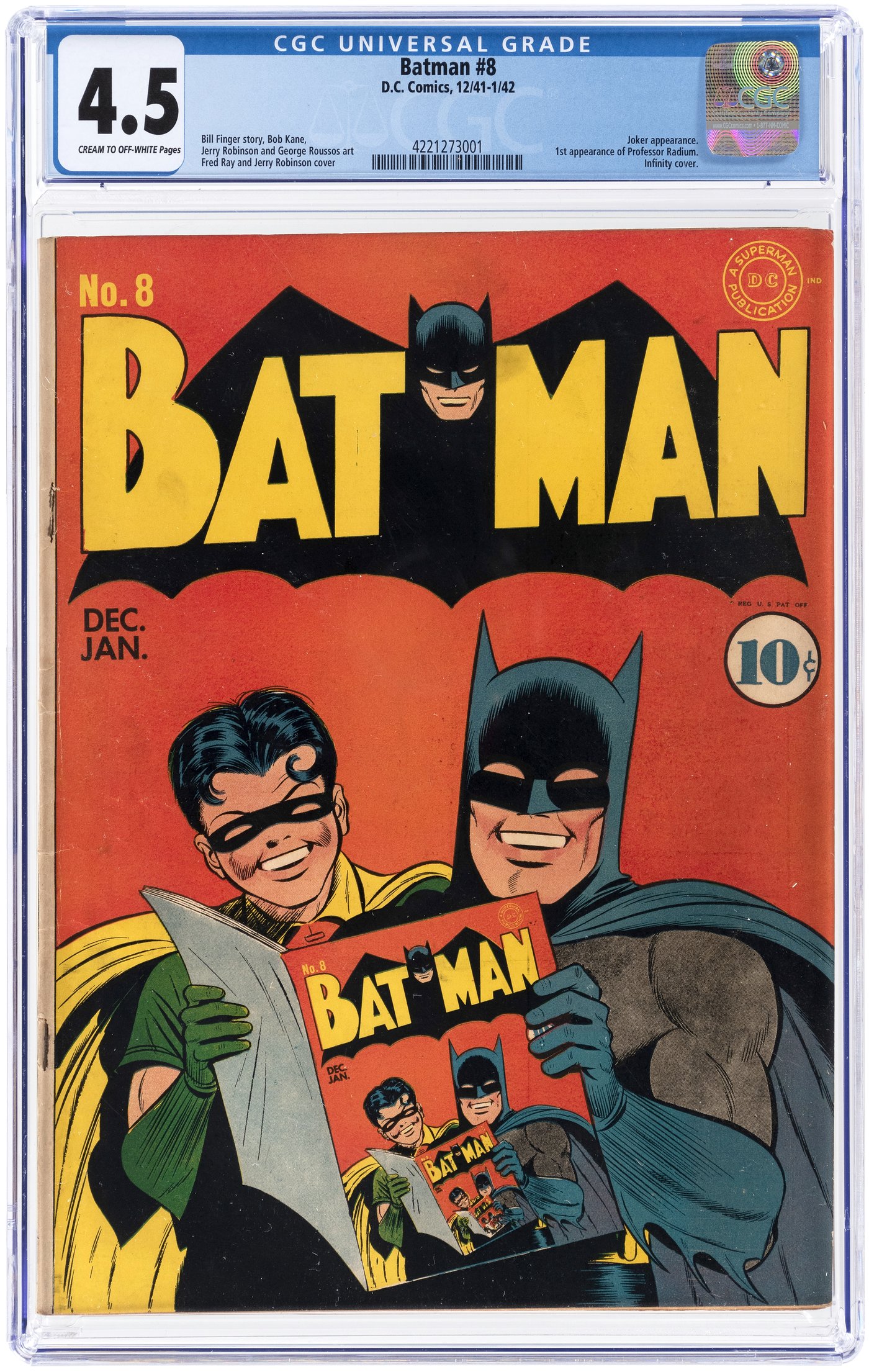 Hake's - Batman #8 December 1941-january 1942 Cgc 4.5 Vg+.