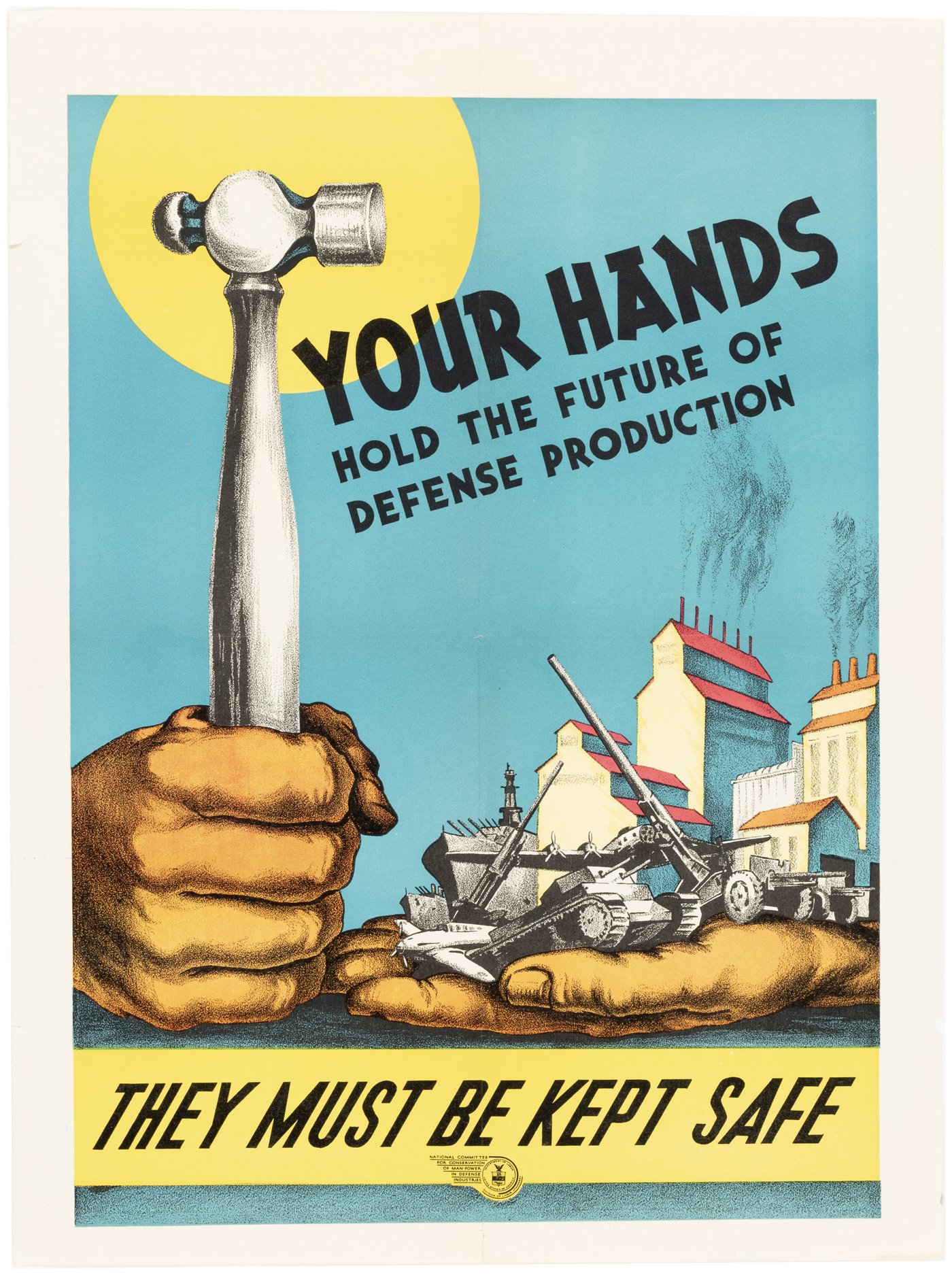 Hake's - WWII DEFENSE PRODUCTION LABOR SAFETY HOMEFRONT POSTER.