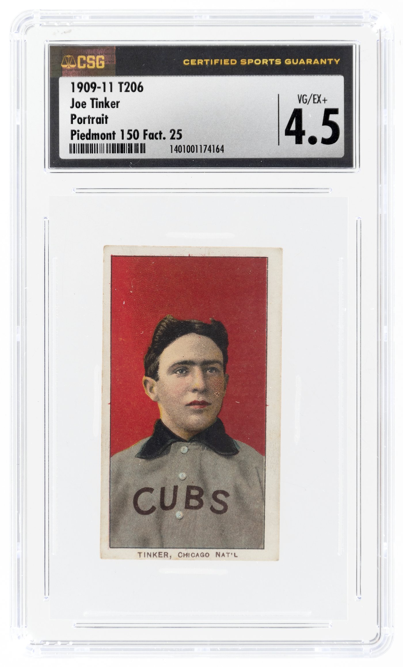 Hake's - 1909-11 T206 JOE TINKER PORTRAIT PIEDMONT 150 FACT. 25 CSG 4.5 ...