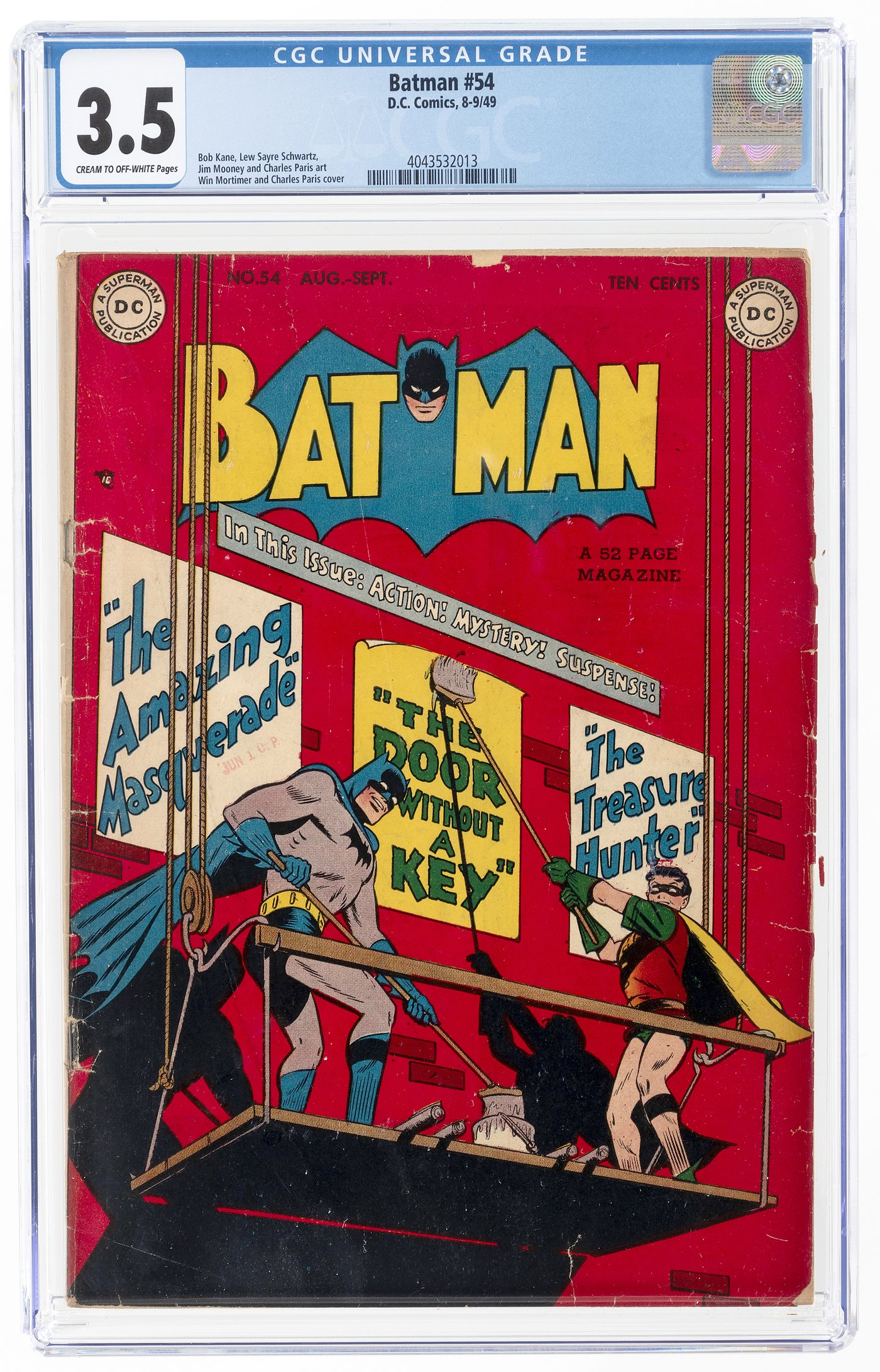 Hakes Batman 54 August September 1949 Cgc 35 Vg