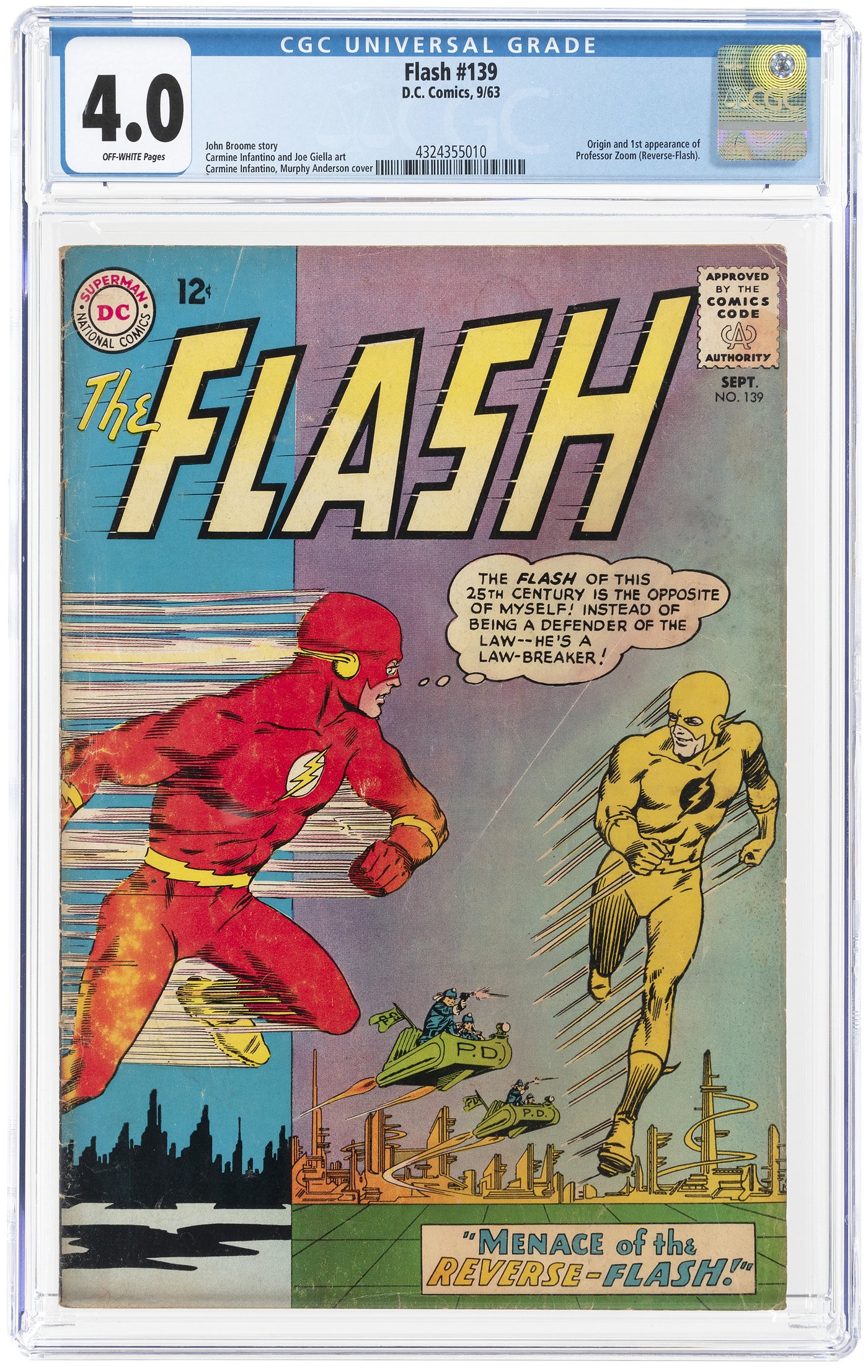 Hake's - FLASH #139 SEPTEMBER 1963 CGC 4.0 VG (FIRST PROFESSOR ZOOM AKA ...