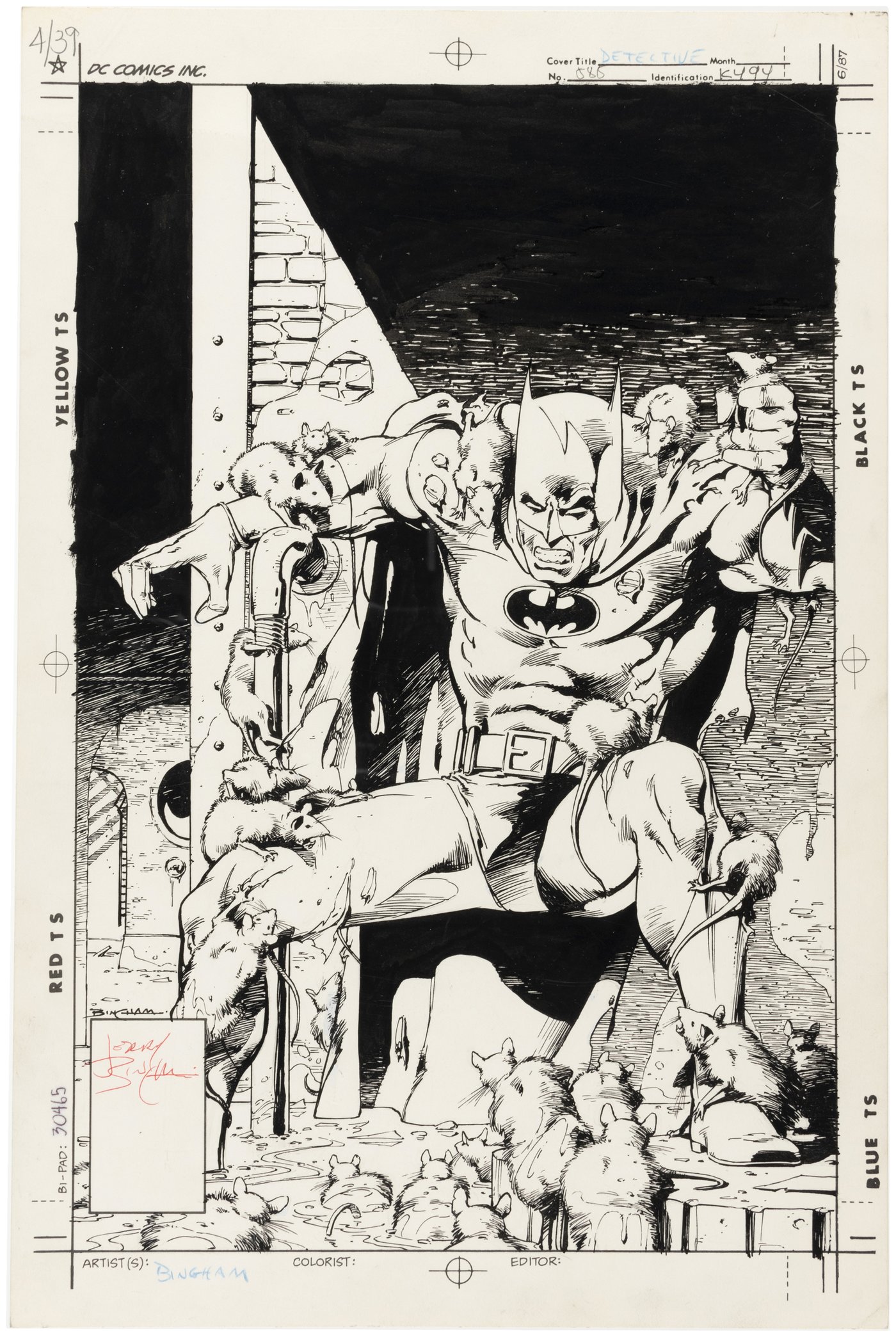 Hakes Detective Comics 585 Comic Book Cover Original Art By Jerry