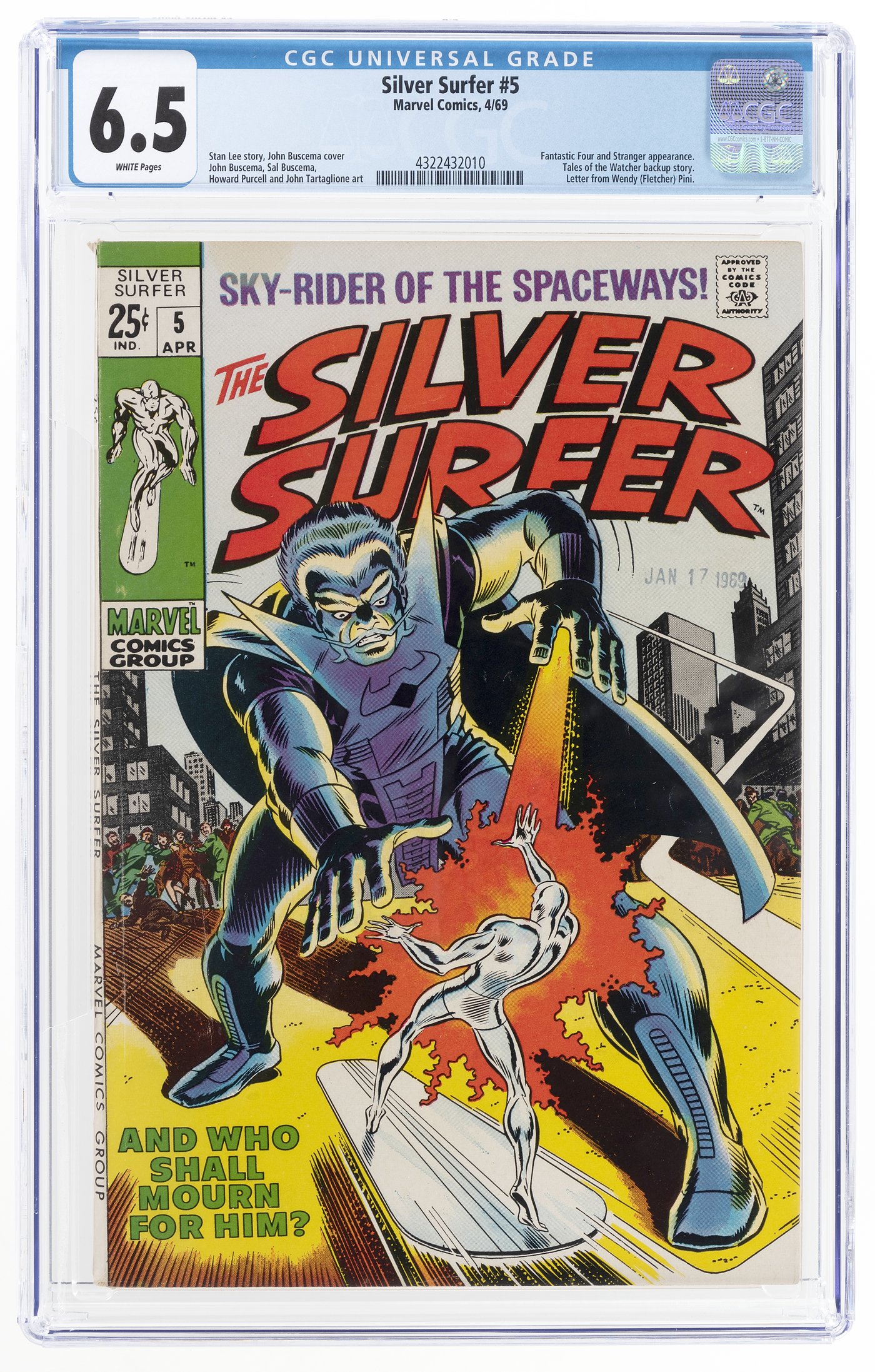 Hake's - SILVER SURFER #5 APRIL 1969 CGC 6.5 FINE+.